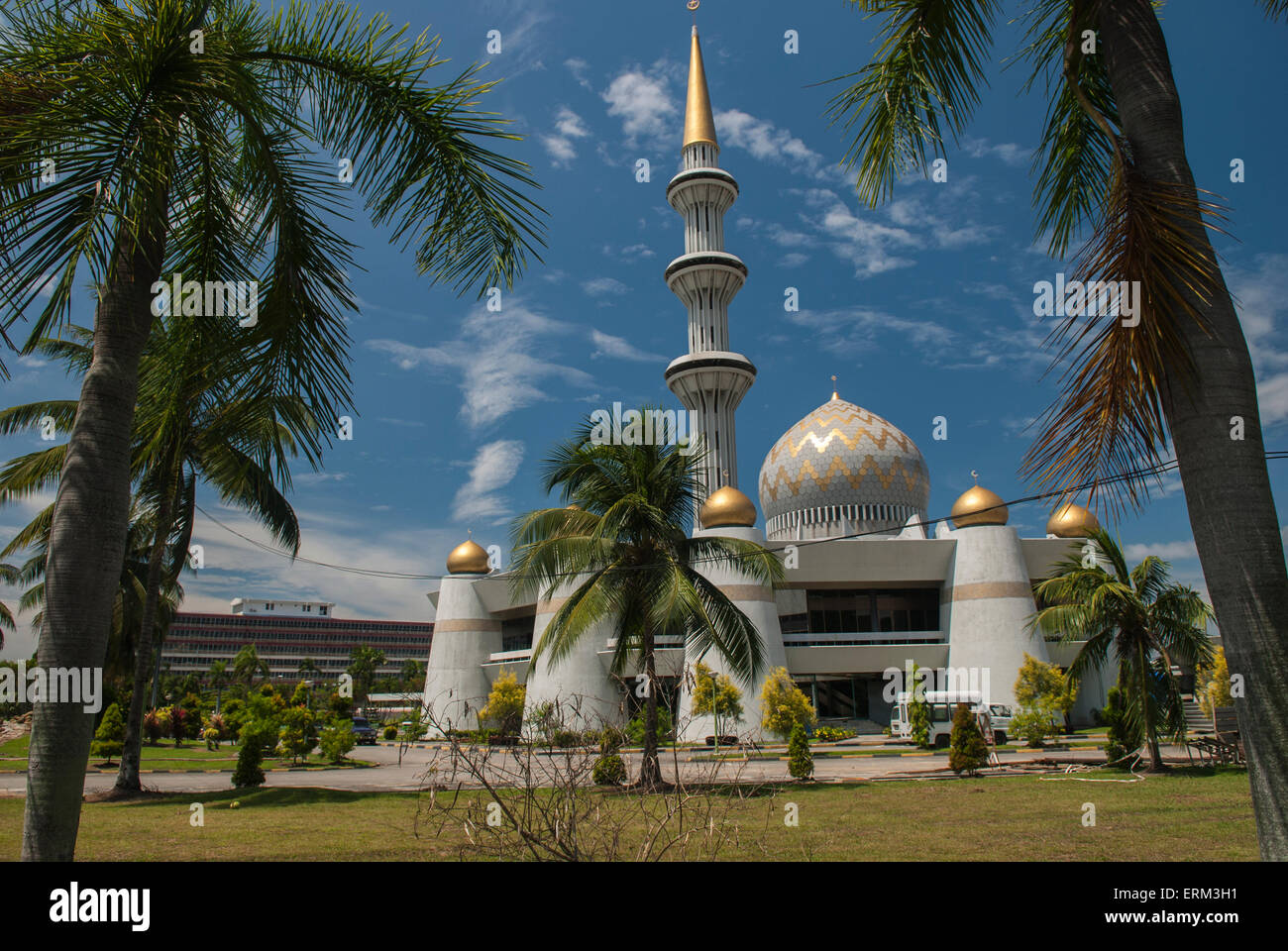 State Mosque Dome and Minarets of Sabah State Mosque in Kota Kinabalu, Borneo ...