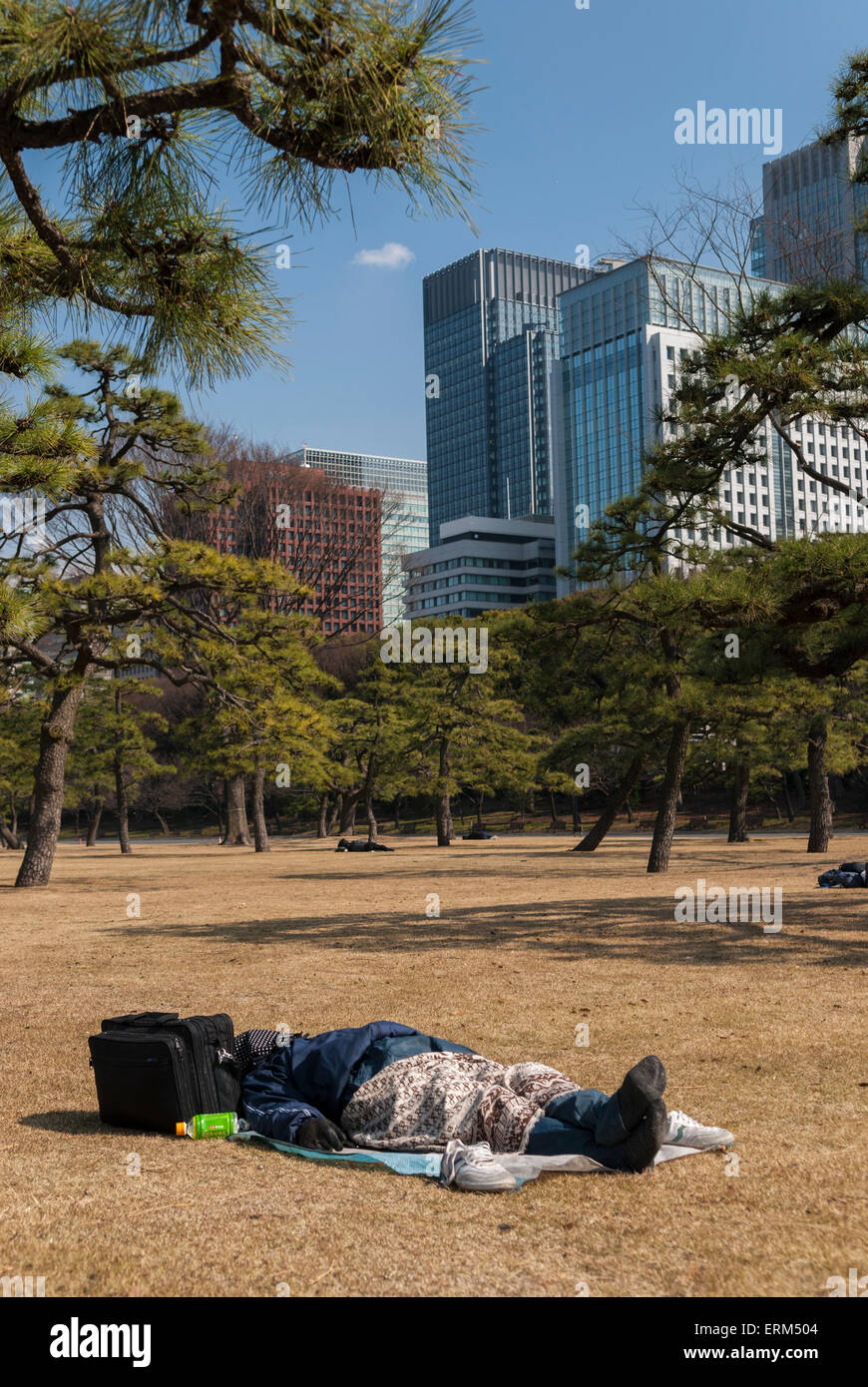 Vagrants In A Park In The Nijubashimae District Of Tokyo Japan Stock Photo Alamy