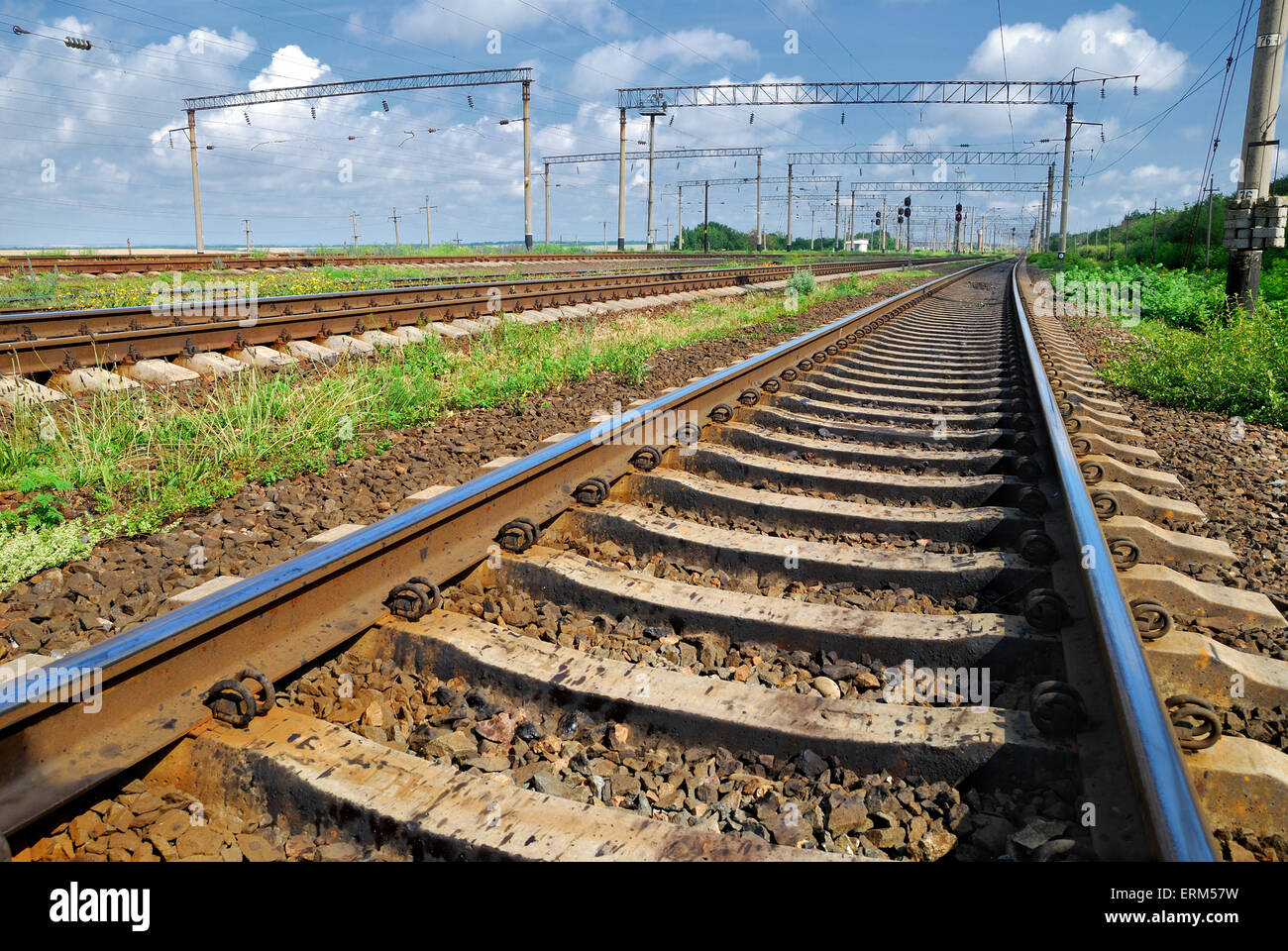 Railroad infrastructure at day Stock Photo - Alamy