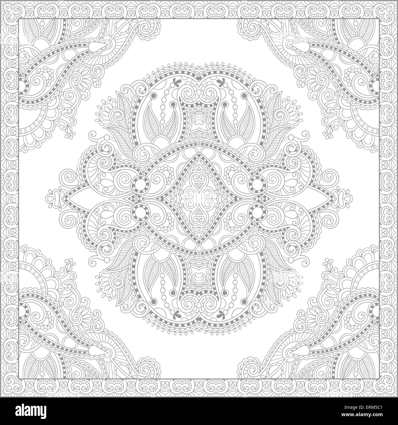 unique coloring book square page for adults - floral authentic c Stock ...