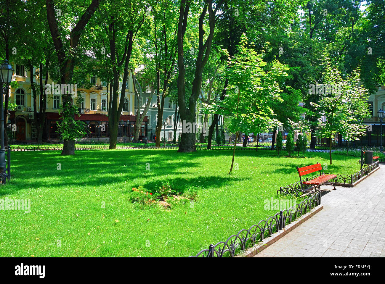 Summer day in public city park Stock Photo - Alamy