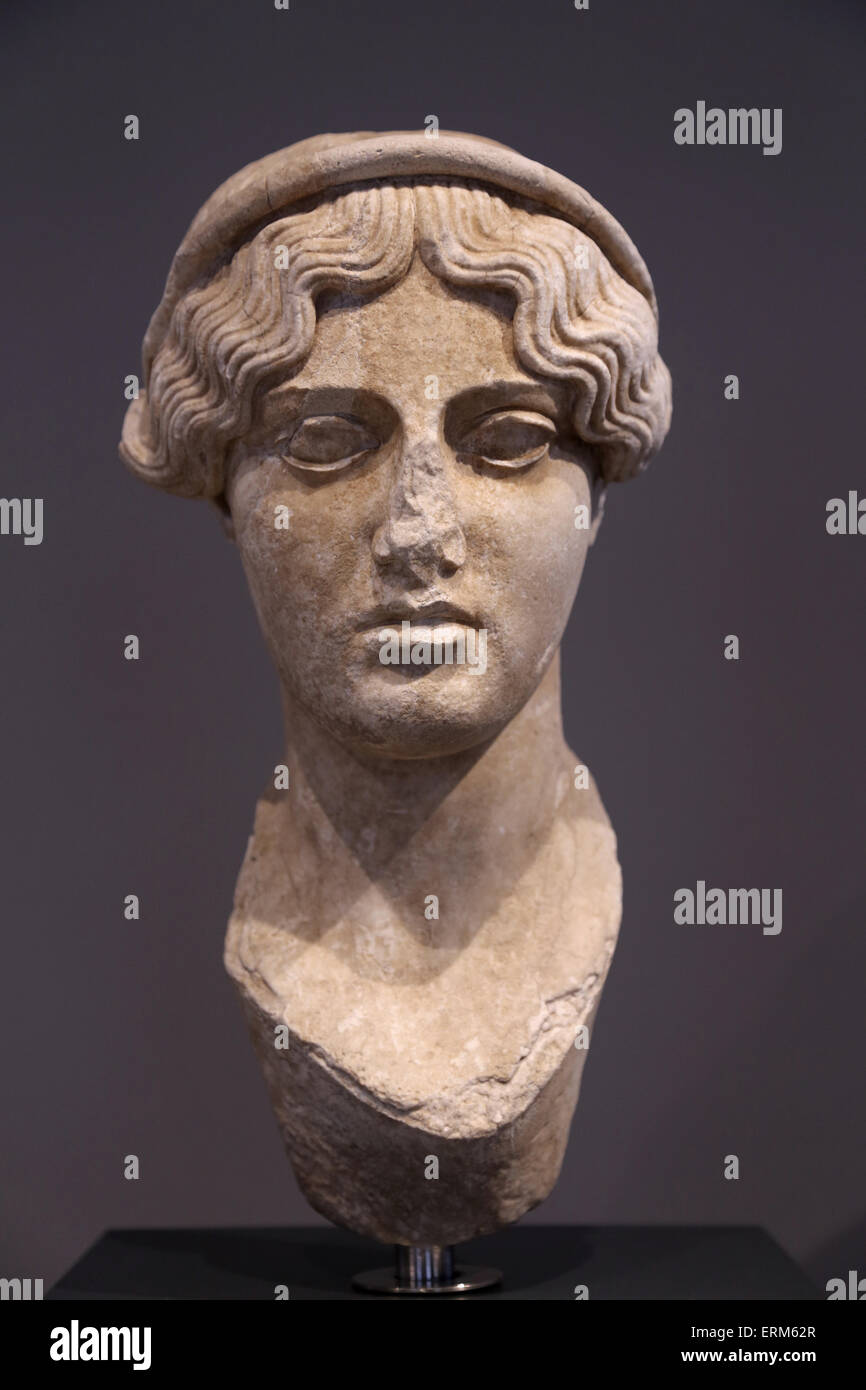 Female deity. Head. Roman copy. Hadrianic period (AD 117-138). National Roman Museum. Palace Massimo. Rome. Italy. Stock Photo