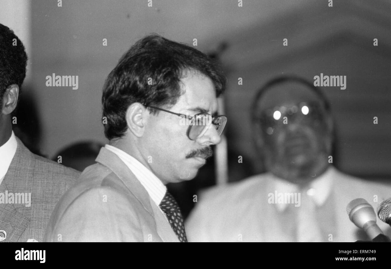 Chicago, Illinois, USA 2nd August 1986 Nicaragua President Daniel  Ortega at 'Operation Push' headquarters. Credit: Mark Reinstein Stock Photo