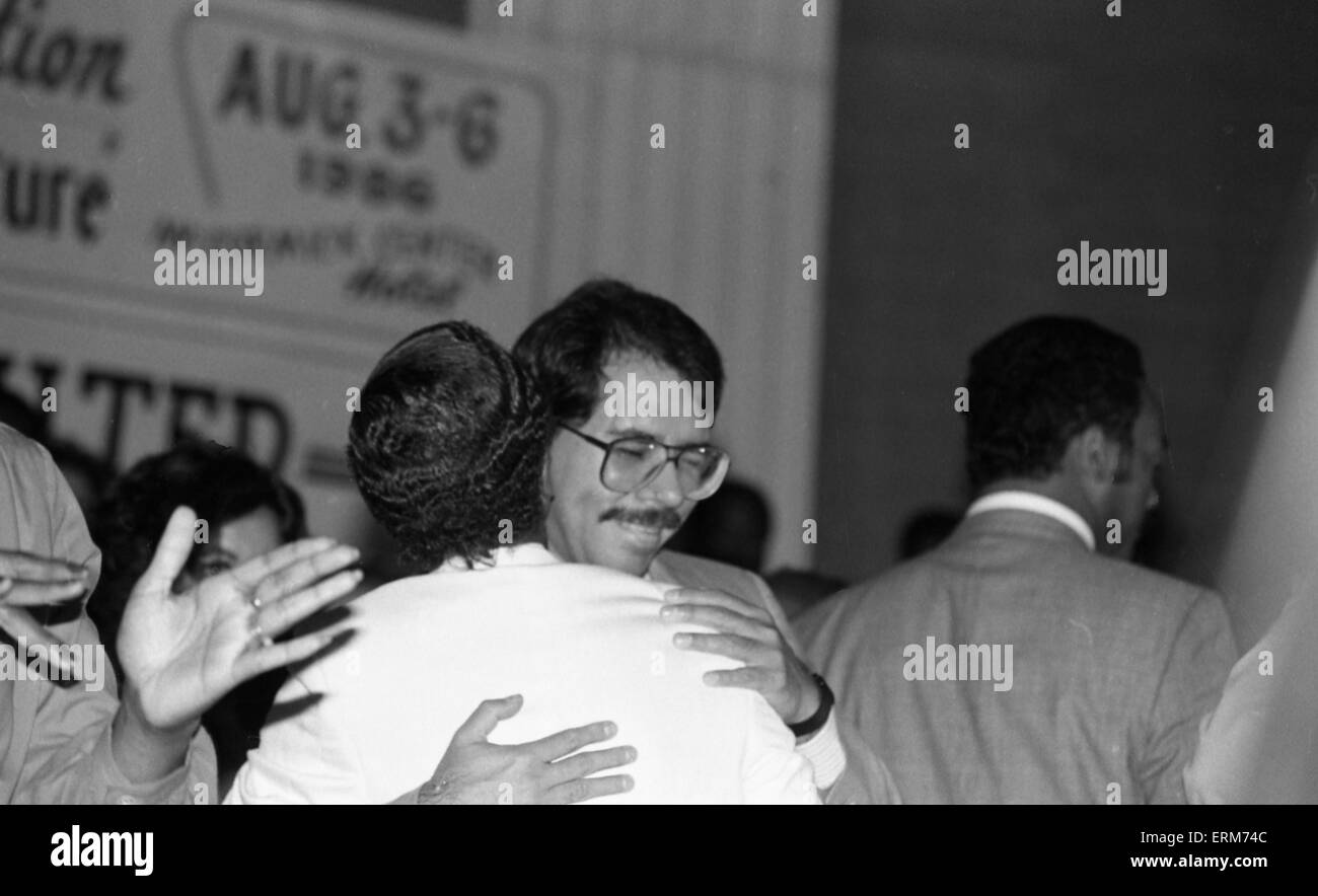 Chicago, Illinois, USA 2nd August 1986 Nicaragua President Daniel  Ortega at 'Operation Push' headquarters. Credit: Mark Reinstein Stock Photo