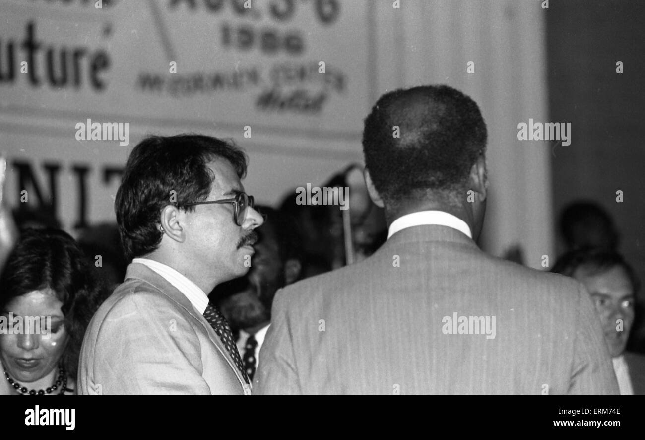 Chicago, Illinois, USA 2nd August 1986 Nicaragua President Daniel  Ortega at 'Operation Push' headquarters. Credit: Mark Reinstein Stock Photo