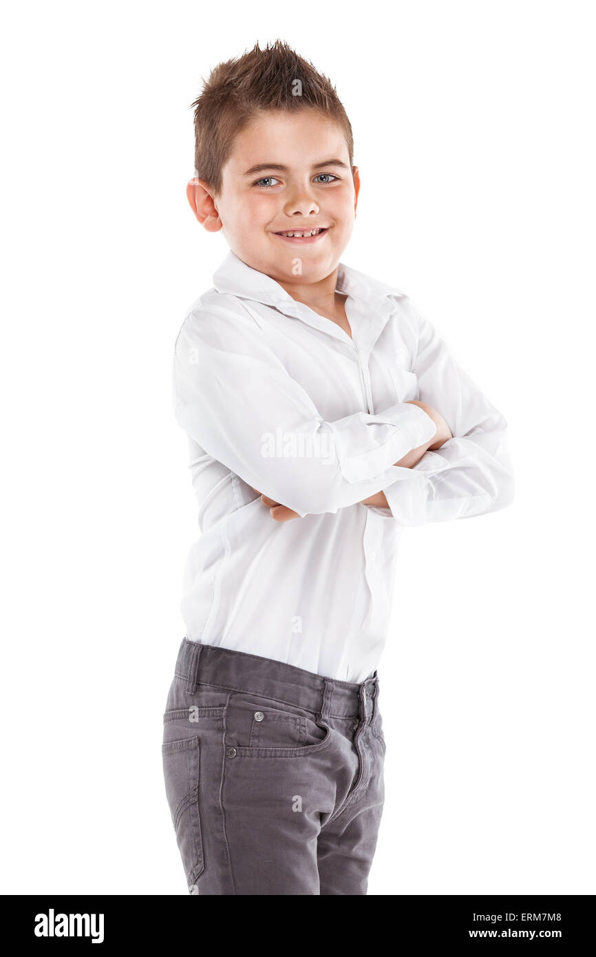 standing young cool boy isolated over white background Stock Photo - Alamy