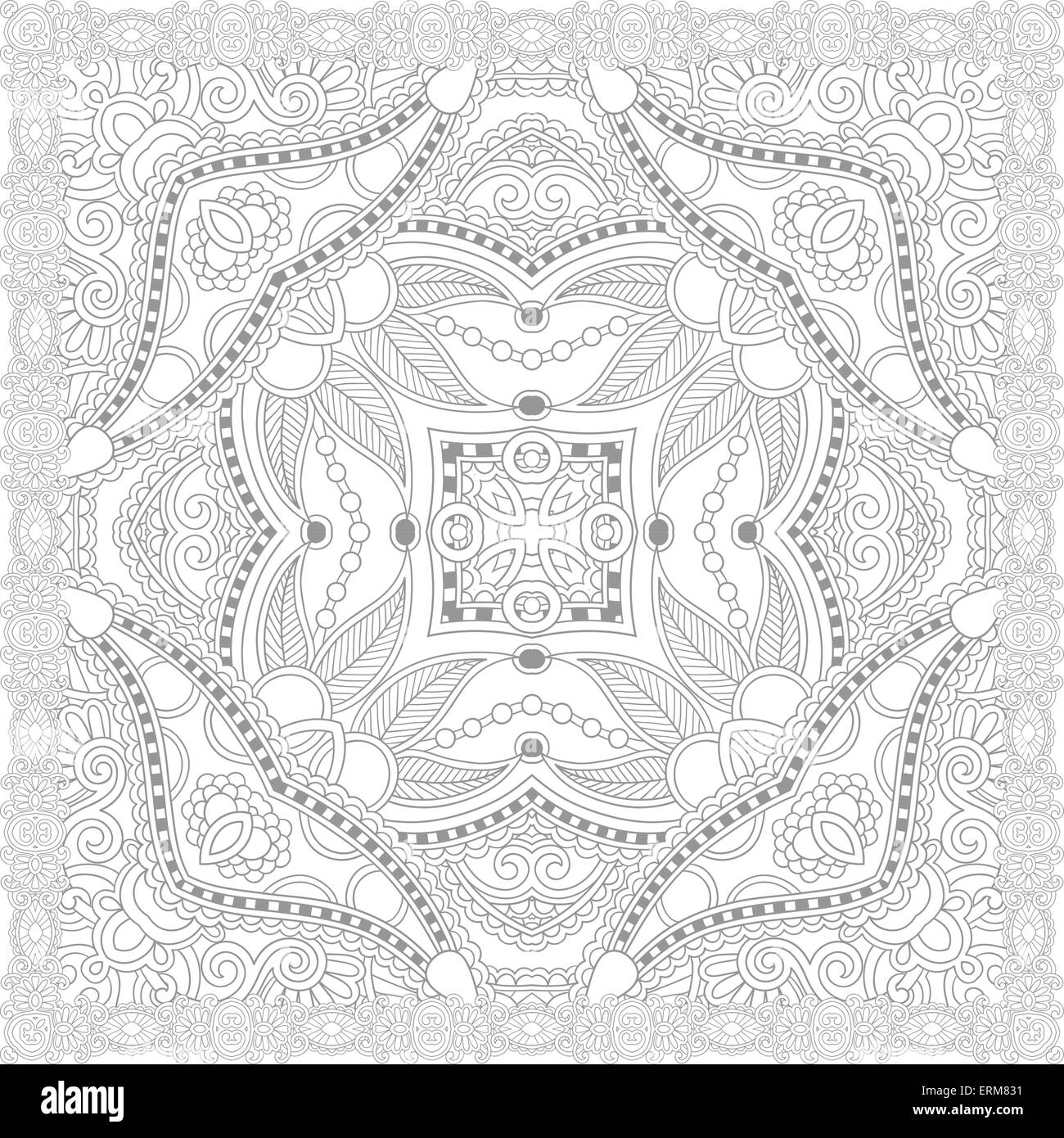 unique coloring book square page for adults - floral authentic c Stock ...
