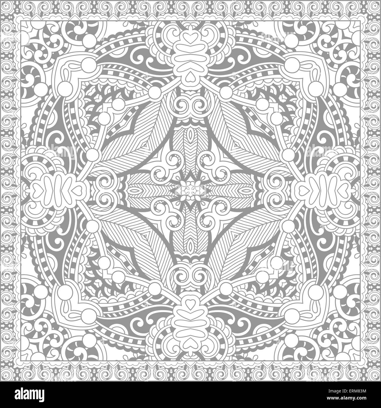 unique coloring book square page for adults - floral authentic c Stock ...