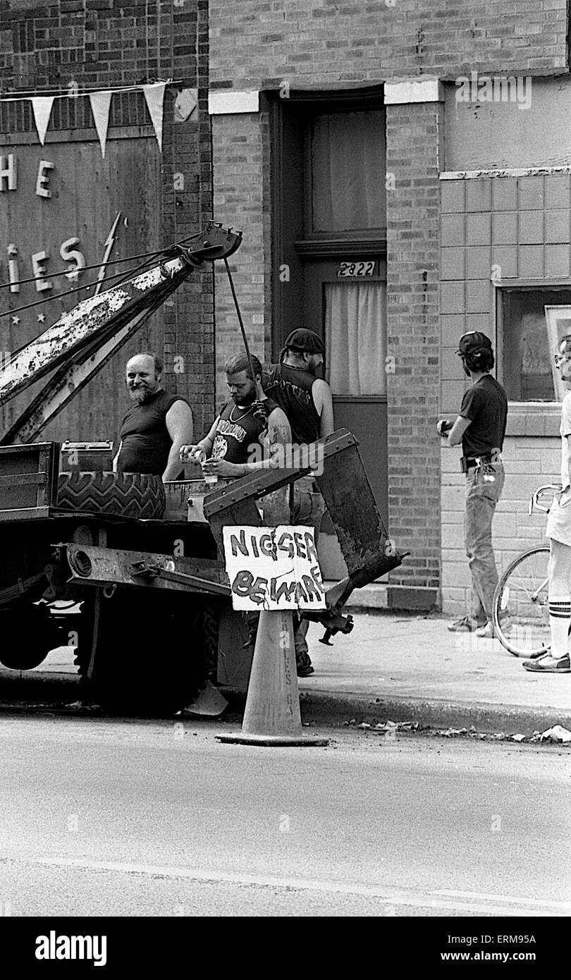 Chicago, Illinois 6-28-1986 Members of the local KKK Klan show their ...