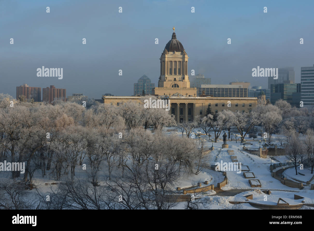 Manitoba Legislative Building in winter; Winnipeg, Manitoba, Canada Stock Photo