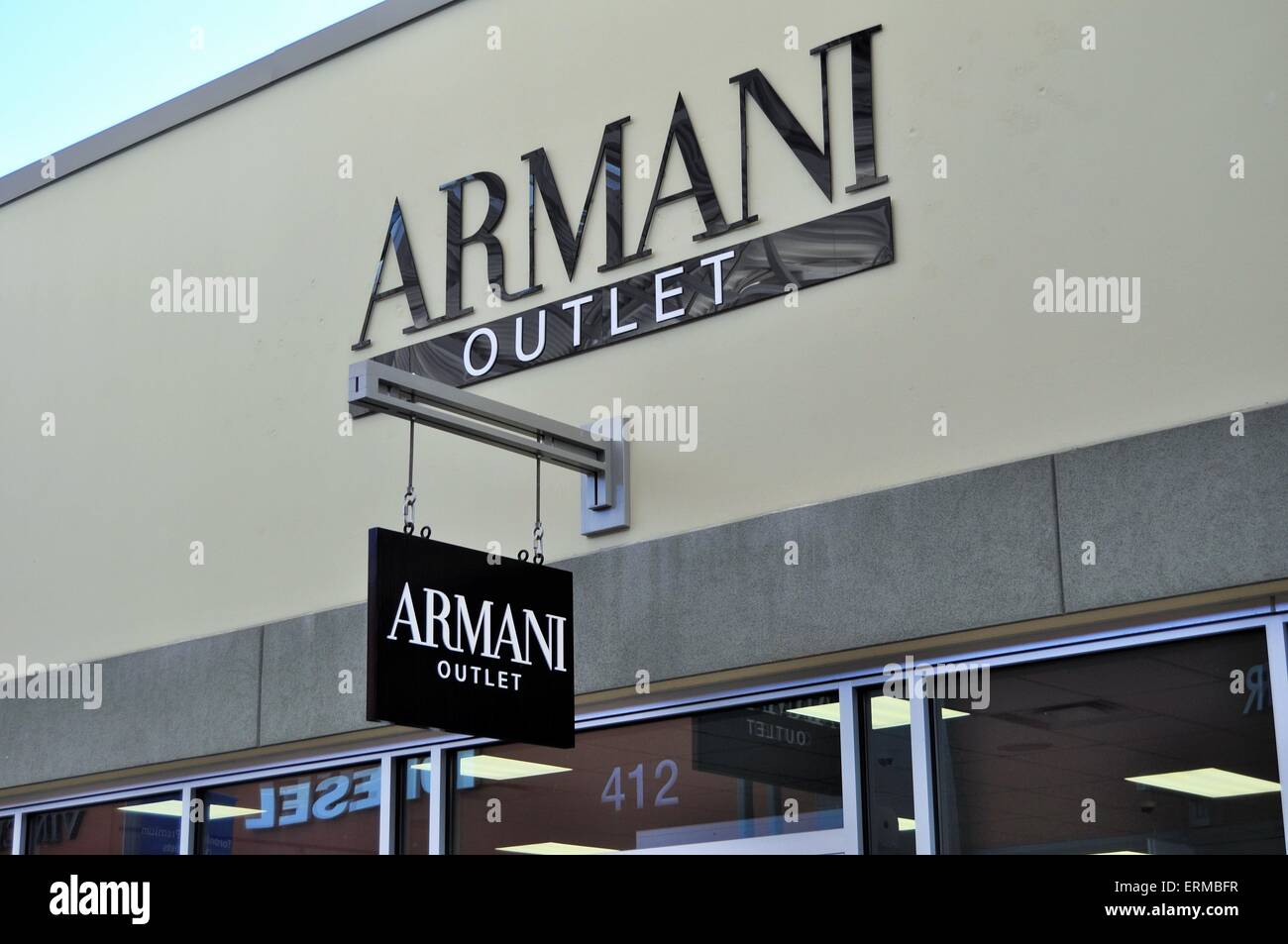 Armani outlet store front Stock Photo -