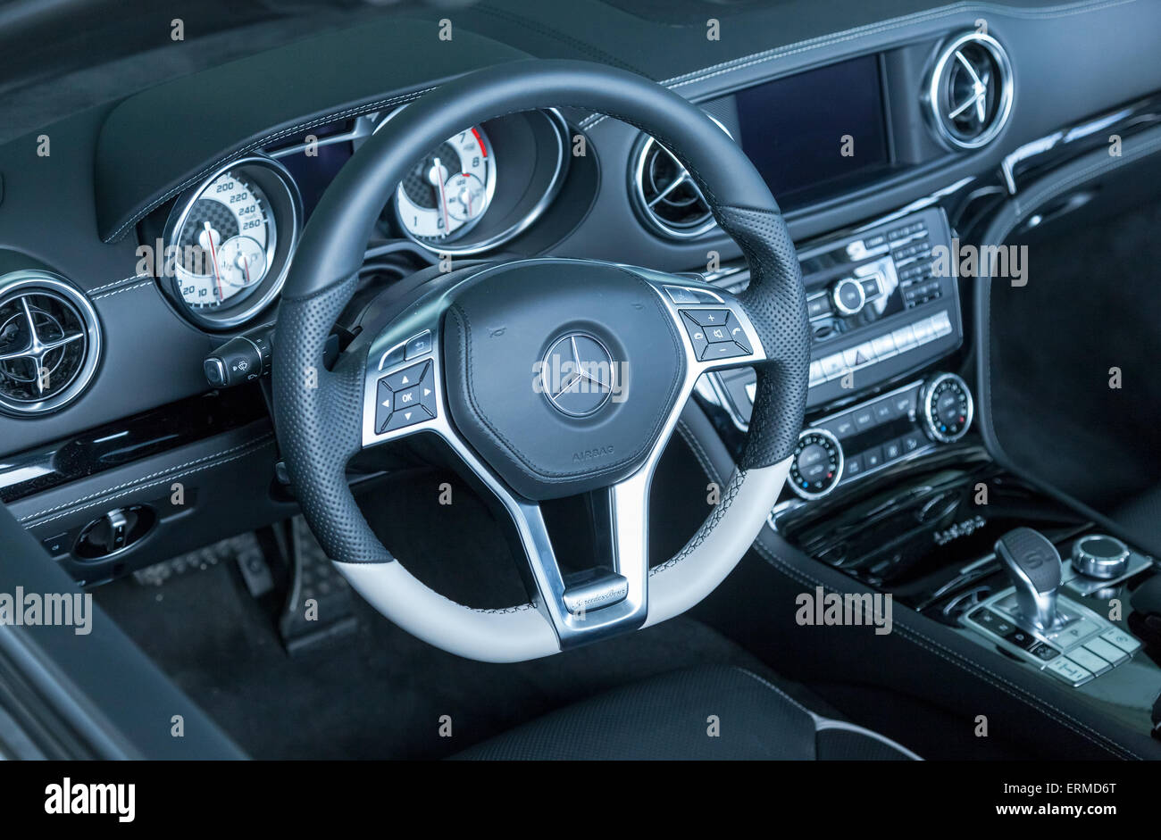 Interior design of Mercedes-Benz SL Class cabriolet Stock Photo - Alamy