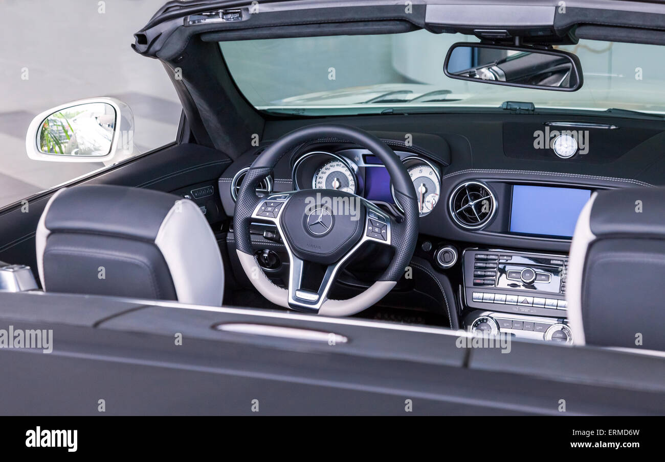 Interior design of MercedesBenz SL Class cabriolet Stock Photo Alamy