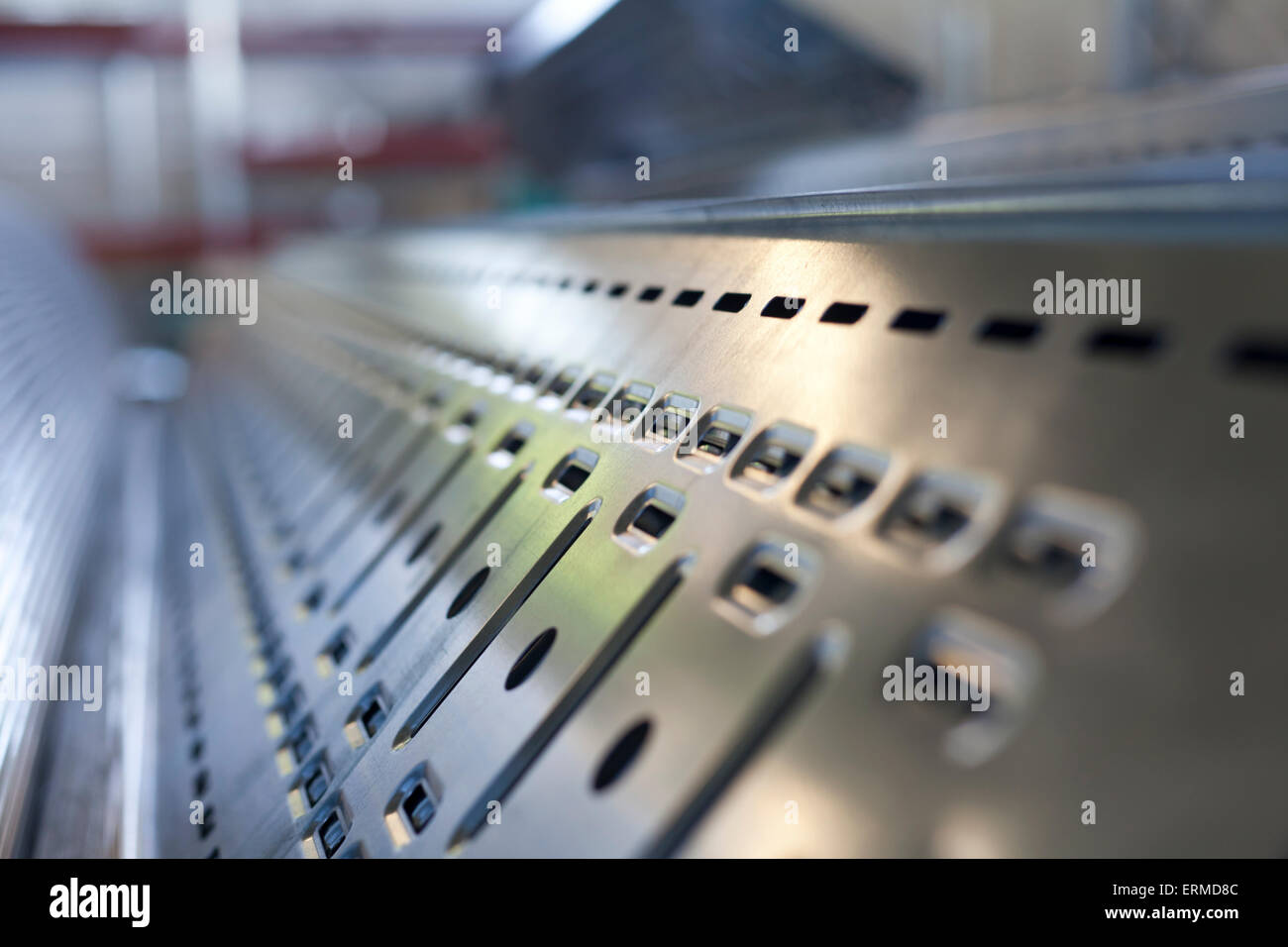 perforated metal plate close up Stock Photo