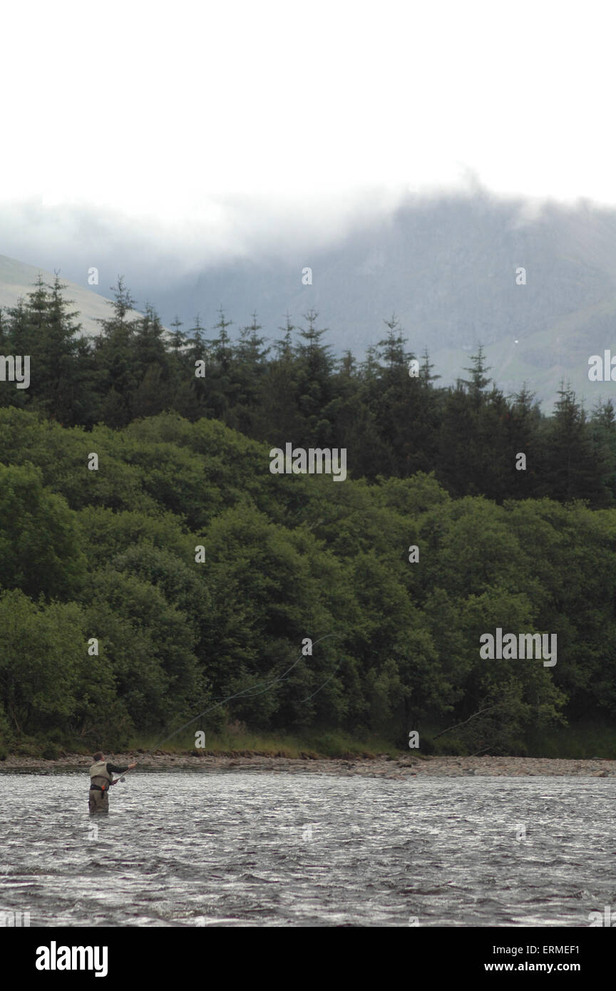 Fly fishing in the Scottish Highlands Stock Photo Alamy