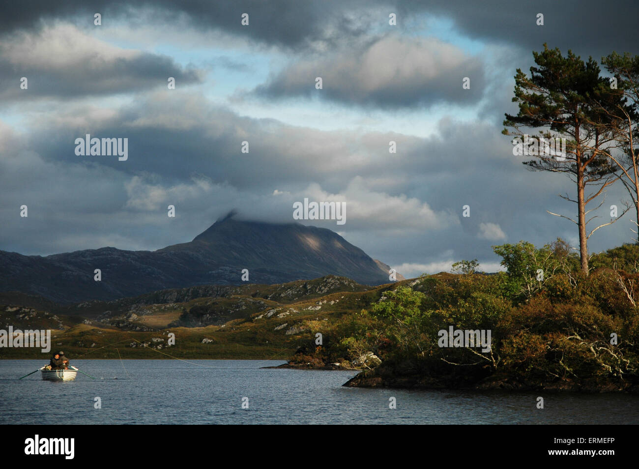 Fly fishing in the Scottish Highlands Stock Photo