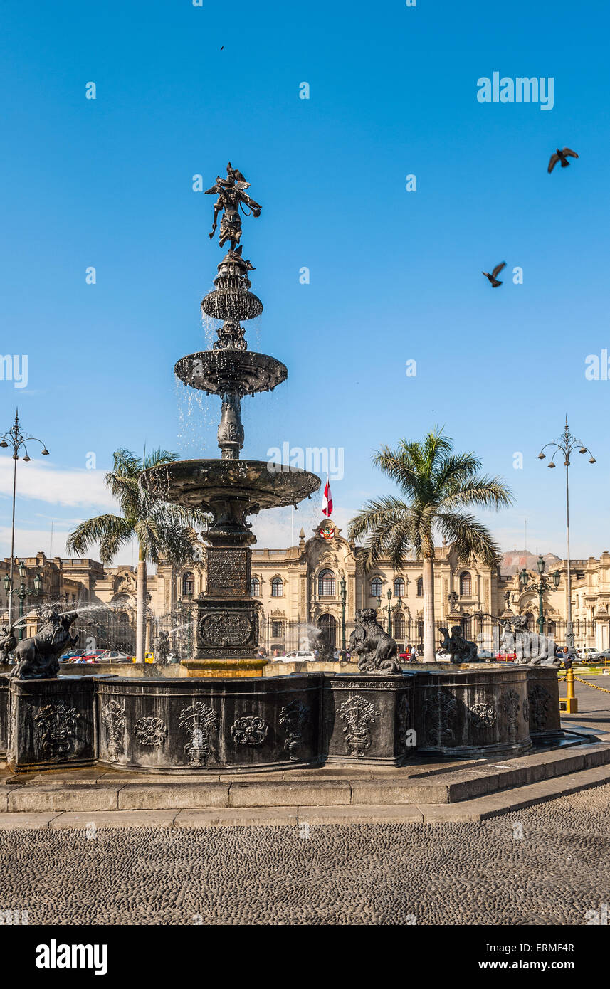 Plaza de Armas of Lima, Peru Stock Photo