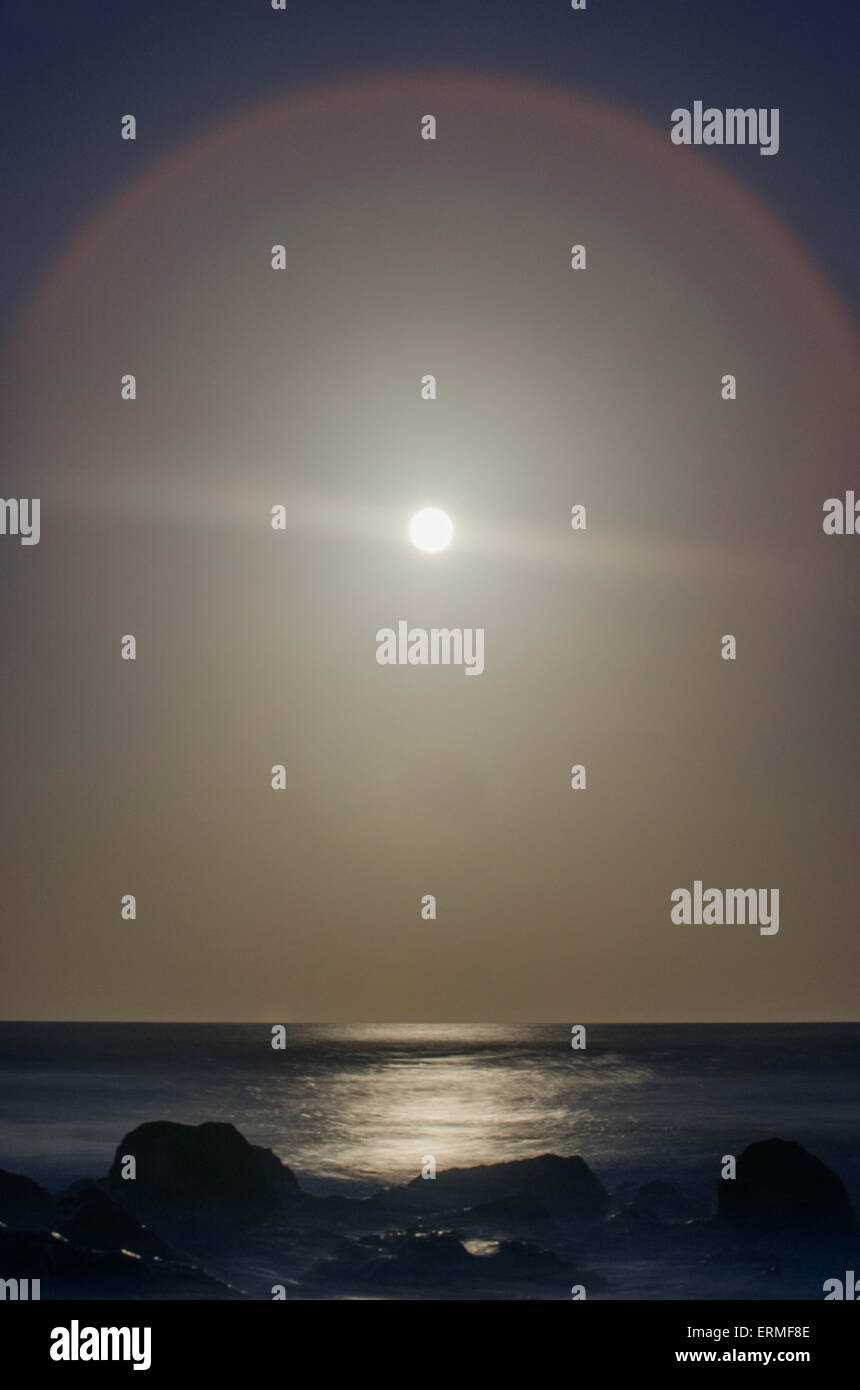 Silhouette of beach and moon, Hayling Island, Blue Flag Beach
