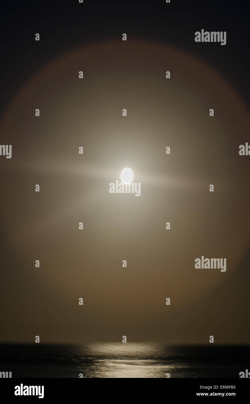 Silhouette of beach and moon, Hayling Island, Blue Flag Beach