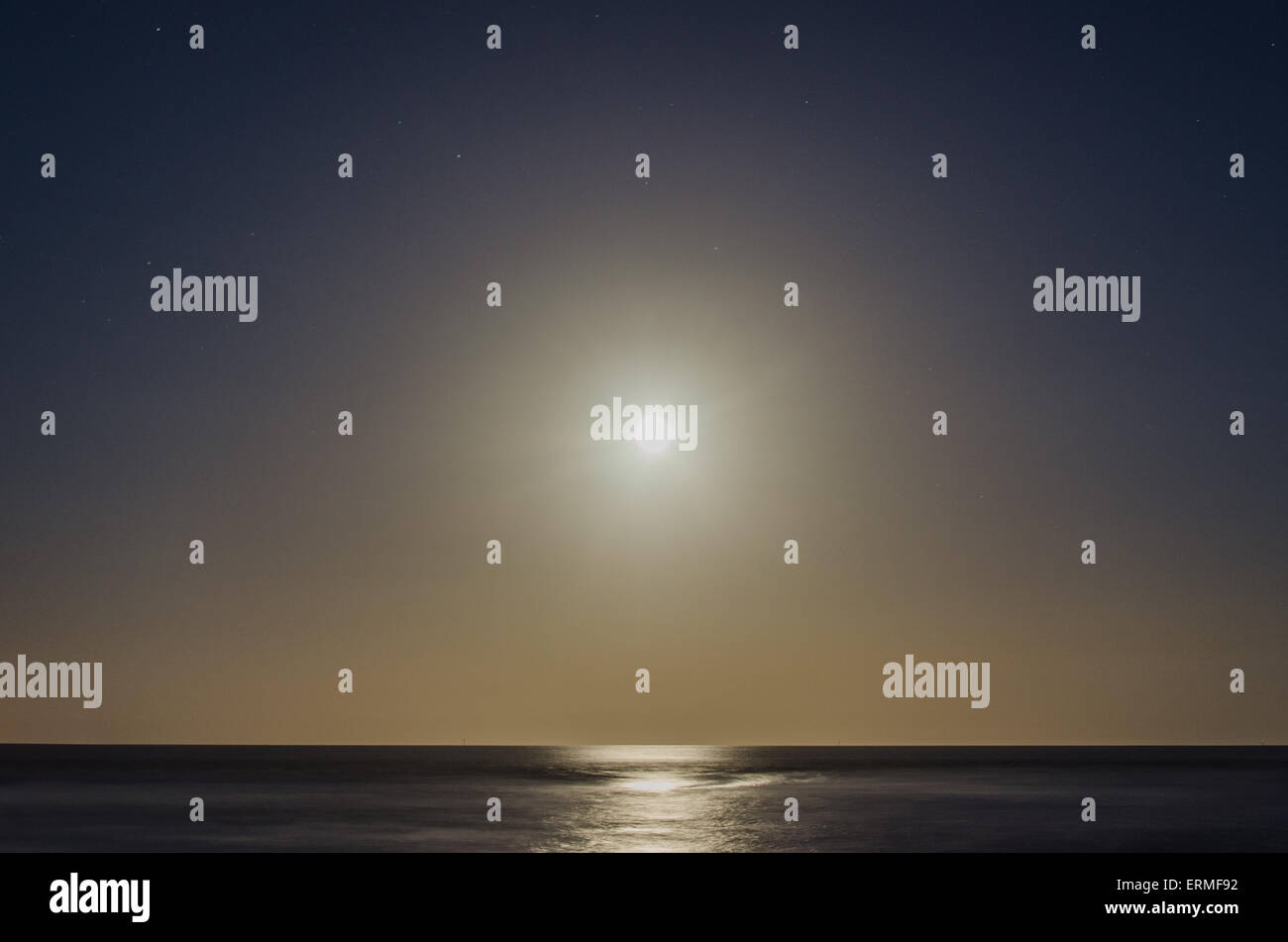 Silhouette of beach and moon, Hayling Island, Blue Flag Beach