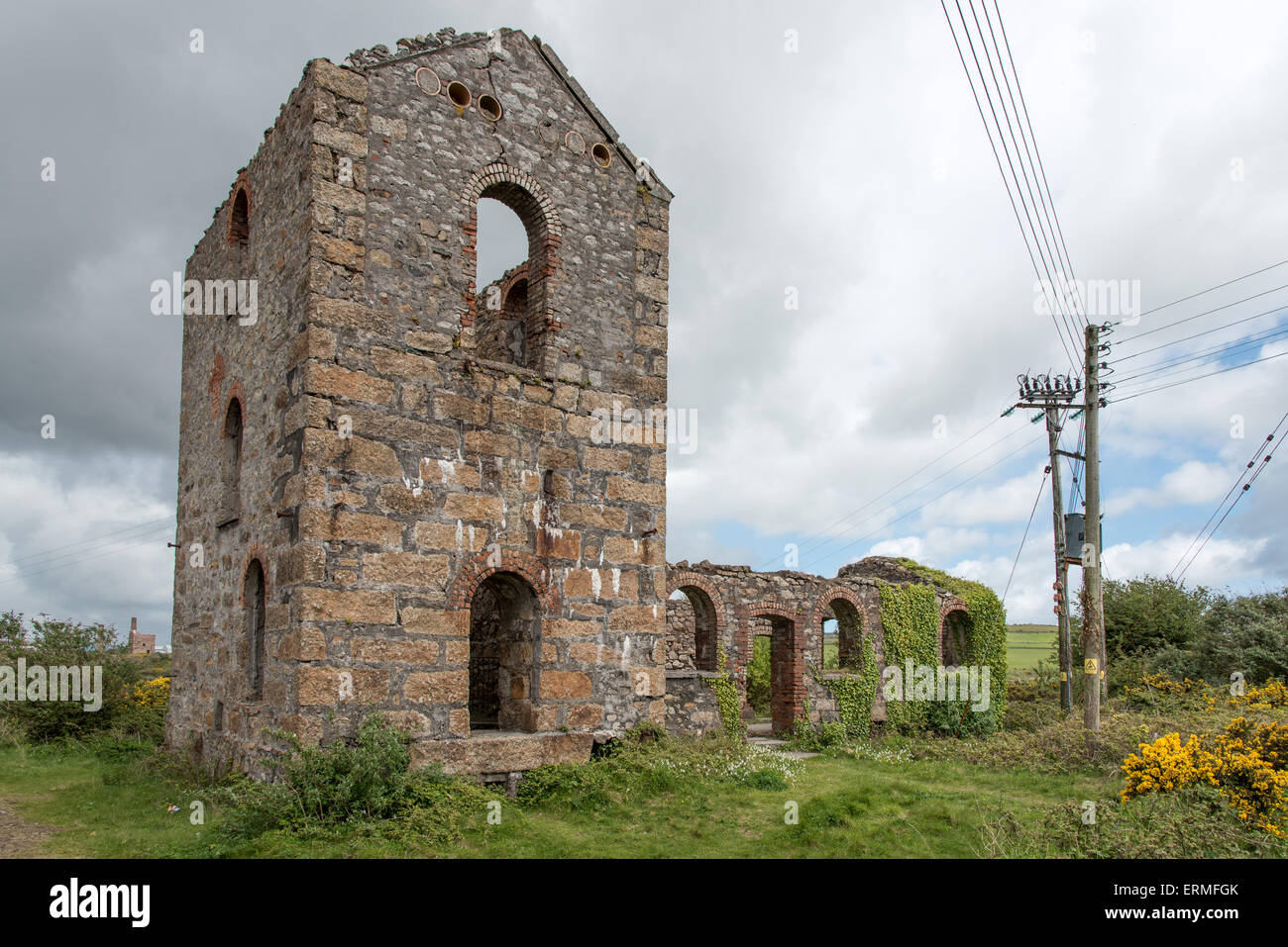 Dolcoath Mine, New East Shaft Winding Engine House, near Camborne, Cornwall. Stock Photo