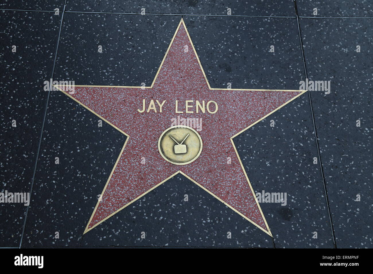 Jay Leno's Star on the Hollywood Walk of Fame in Hollywood, California Stock Photo