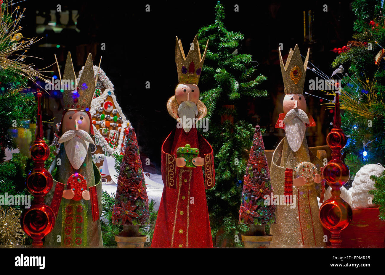 Wisemen as Christmas decorations; Knowlton, Quebec, Canada Stock ...