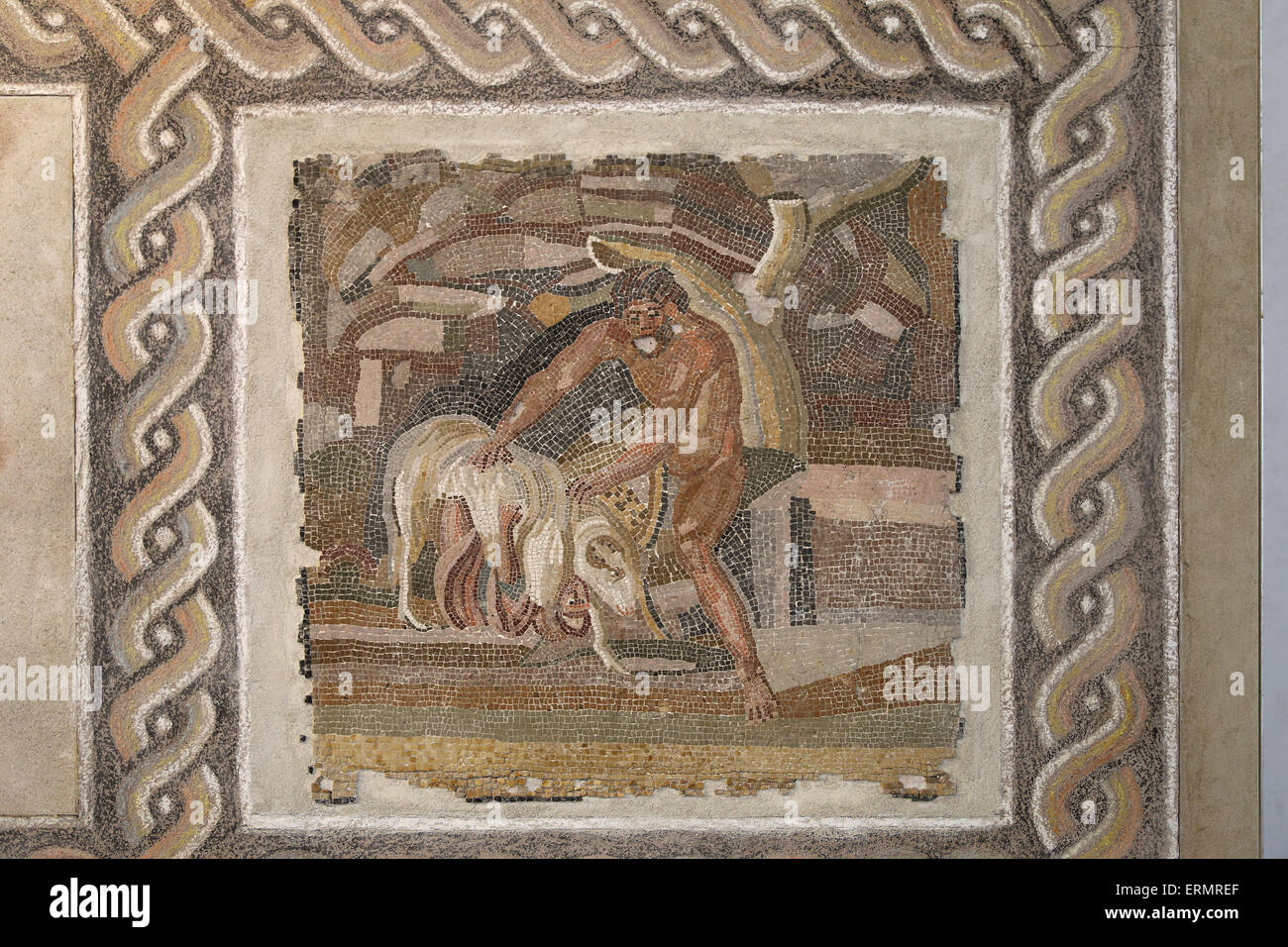 Roman mosaic. Detail. National Roman Museum. Palace Massimo. Rome. Italy. Stock Photo