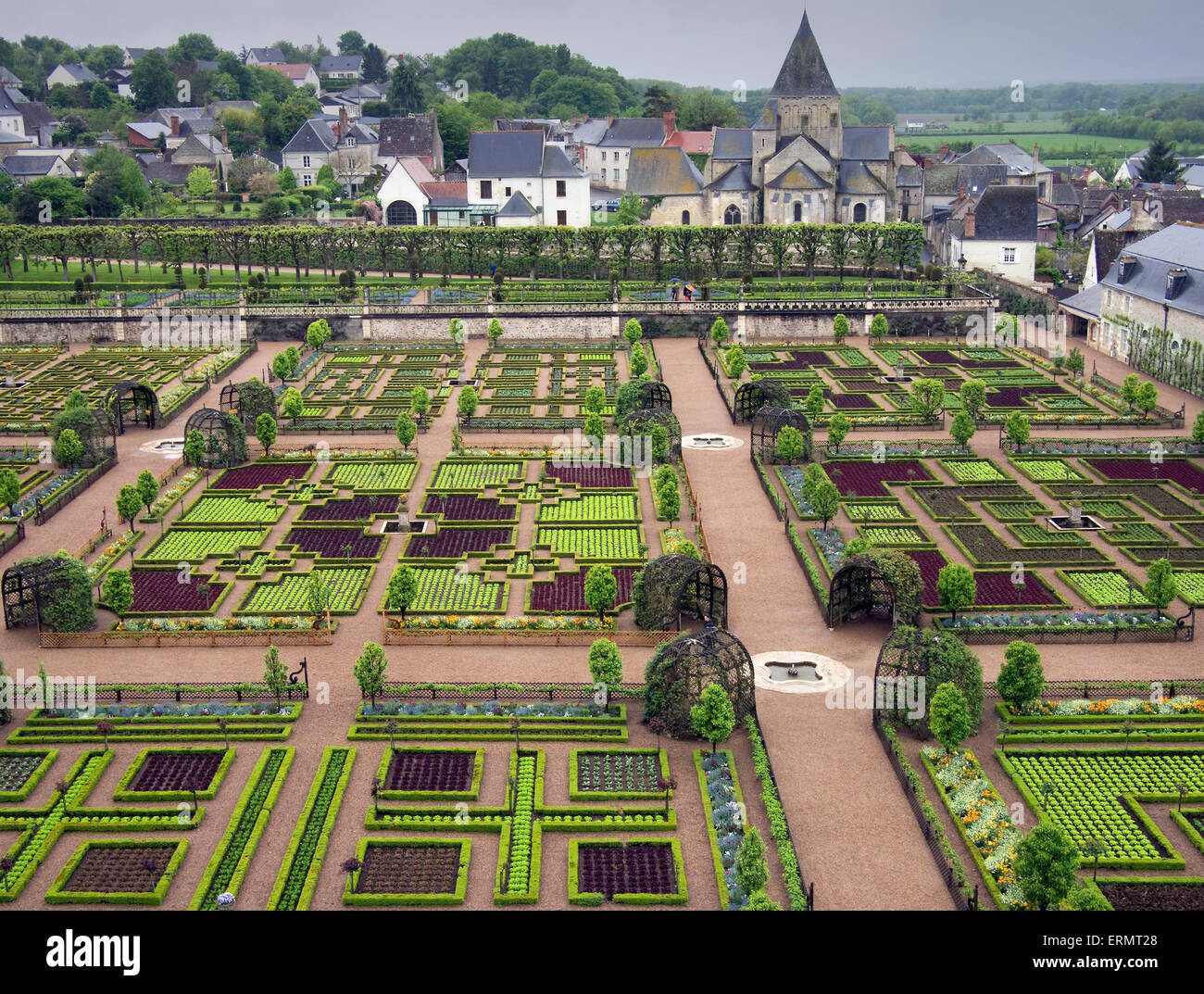 The ornamental garden at Le Chateau Villandry in the Loire region of France Stock Photo