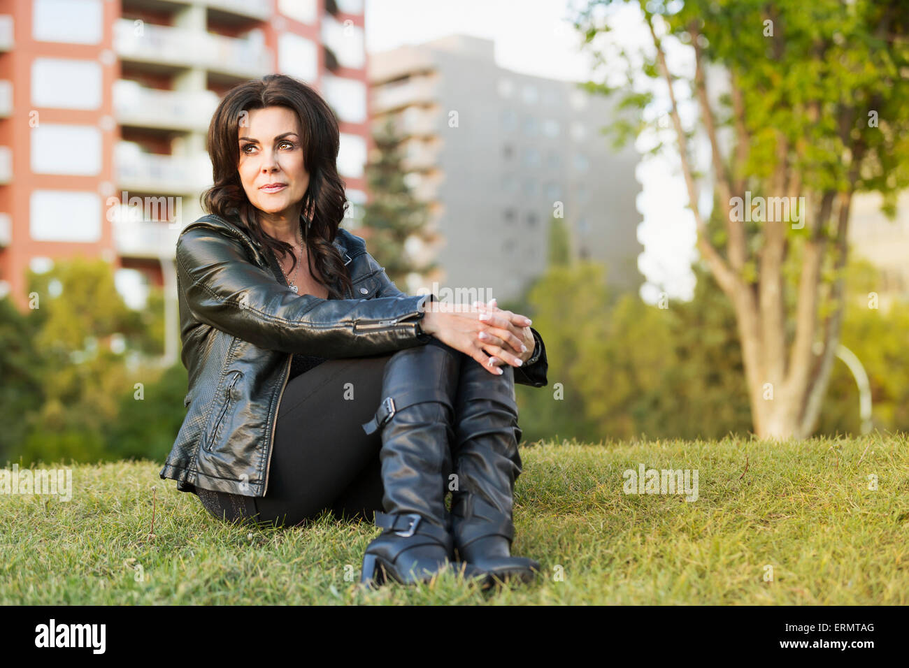 Mature woman leather boots hi-res stock photography and images - Alamy