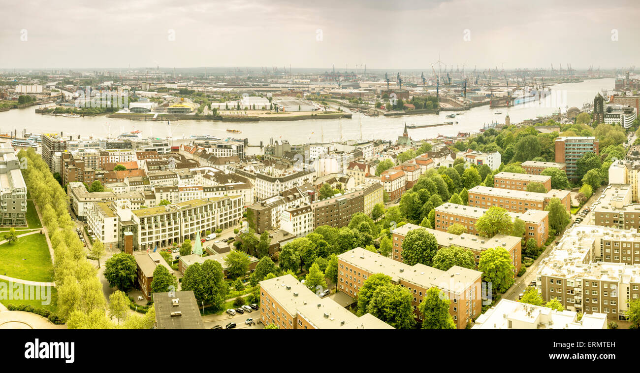 Panorma view over Hamburg, germany Stock Photo