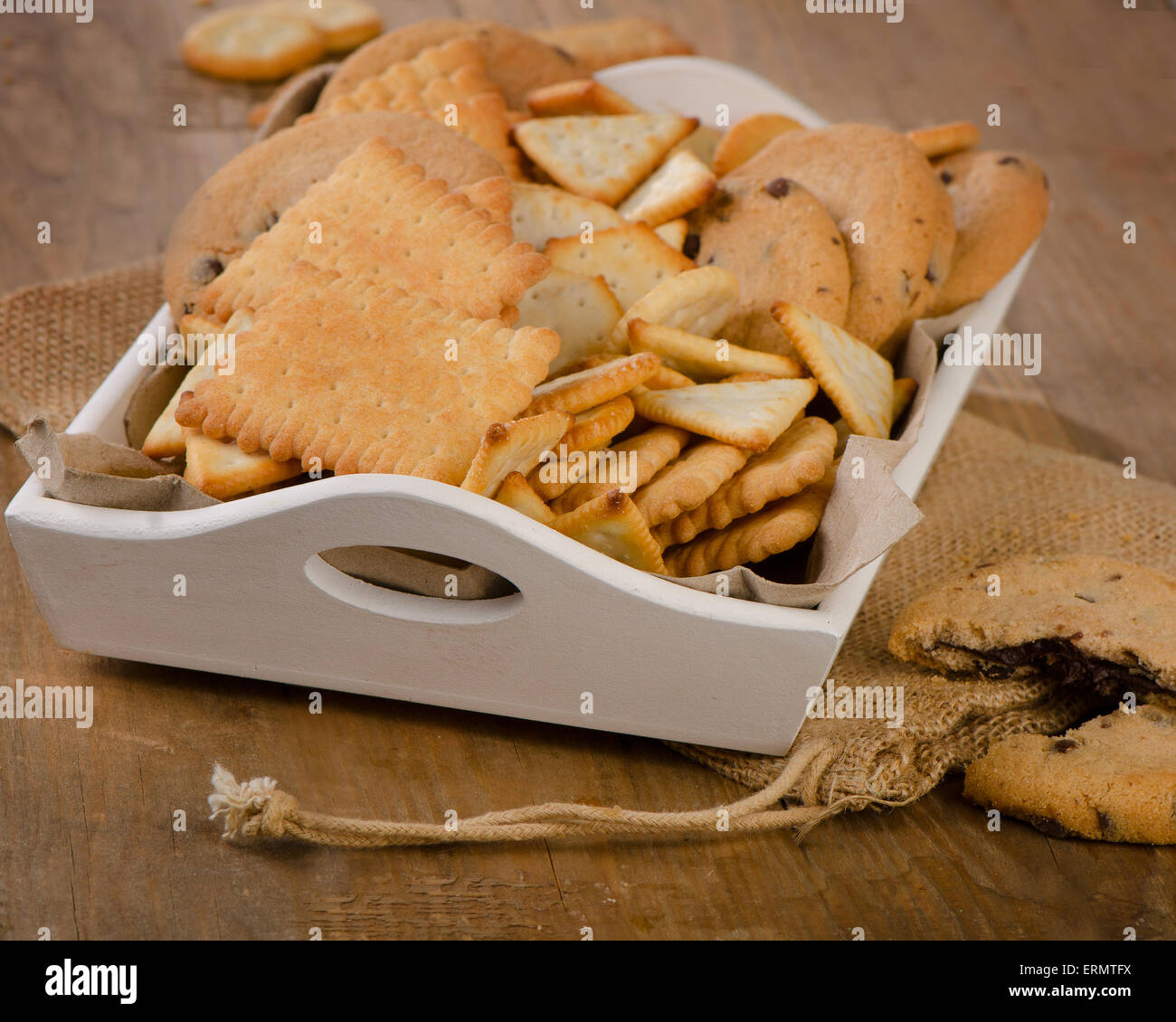 Different cookies in  a box. Selective focus Stock Photo