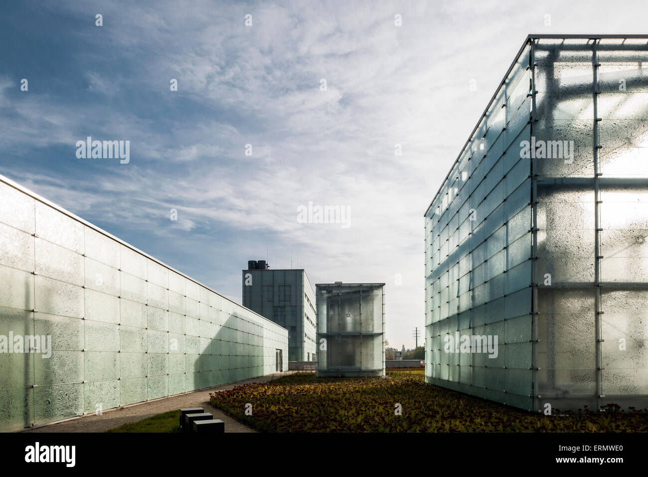 Translucent glass facades. Silesian Museum, Katowice, Poland. Architect: Riegler Riewe Architekten , 2014. Stock Photo