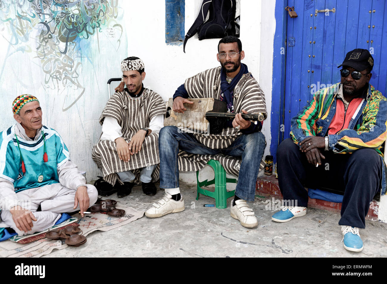Musicians, Asilah, Morocco Stock Photo