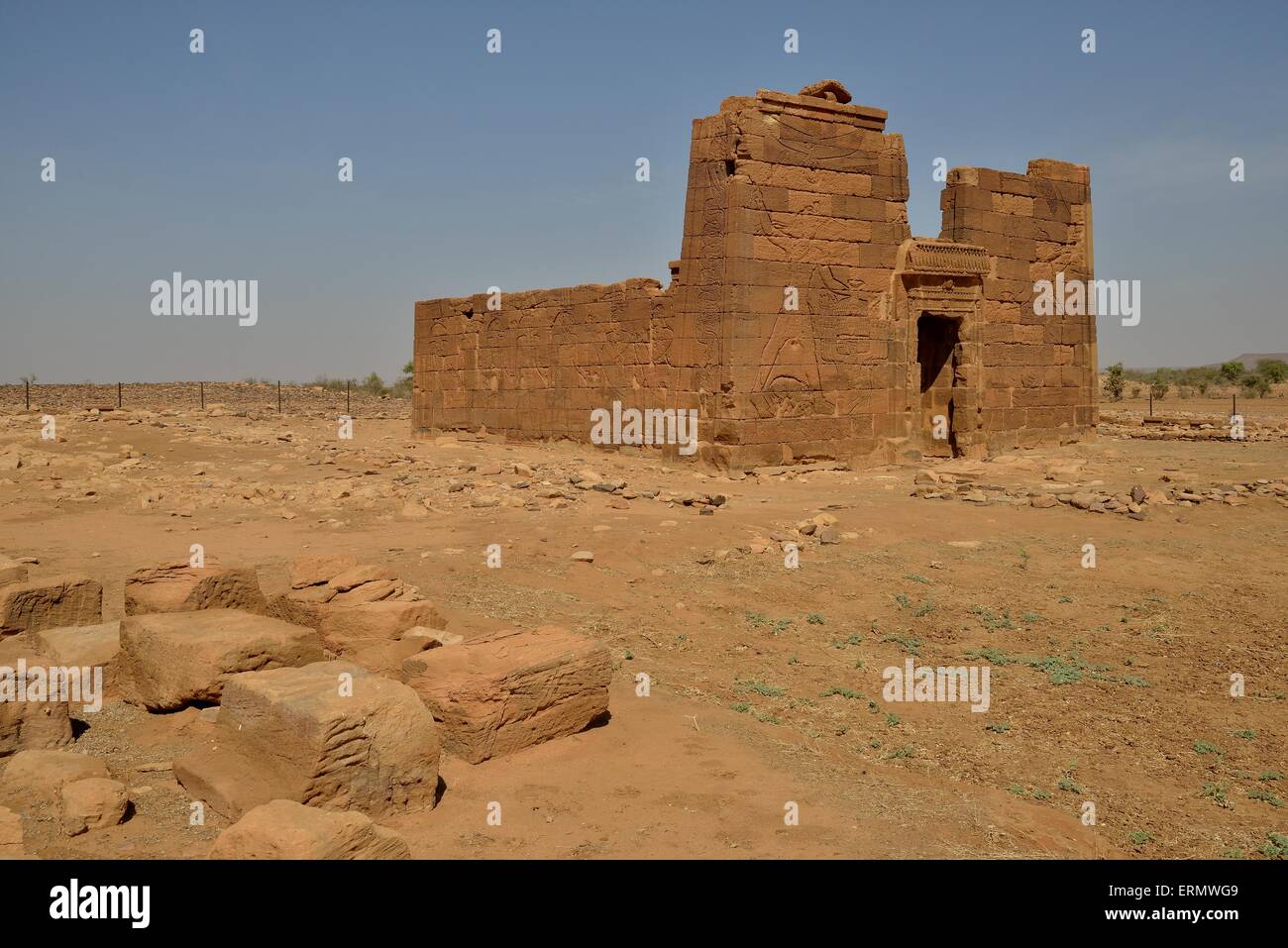 Lion Temple for the lion-deity Apedemak, Naga, Nubia, Nahr an-Nil, Sudan Stock Photo