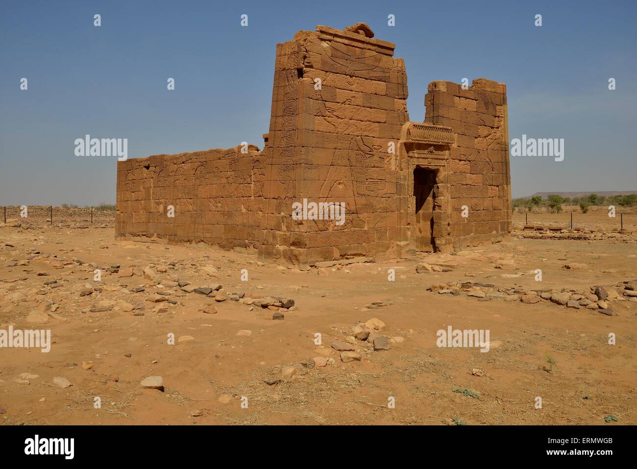 Lion Temple for the lion-deity Apedemak, Naga, Nubia, Nahr an-Nil, Sudan Stock Photo