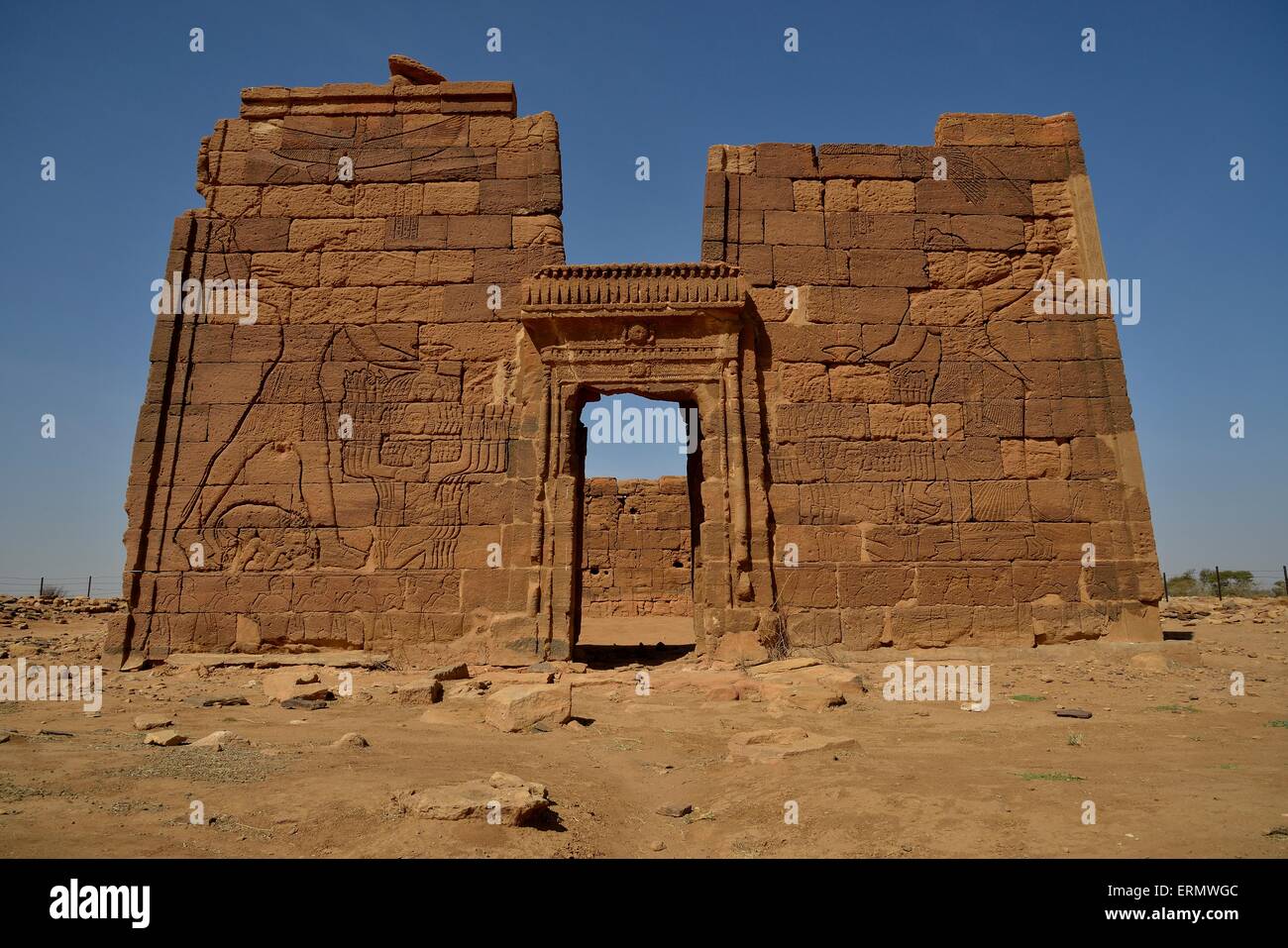 Lion Temple for the lion-deity Apedemak, Naga, Nubia, Nahr an-Nil, Sudan Stock Photo