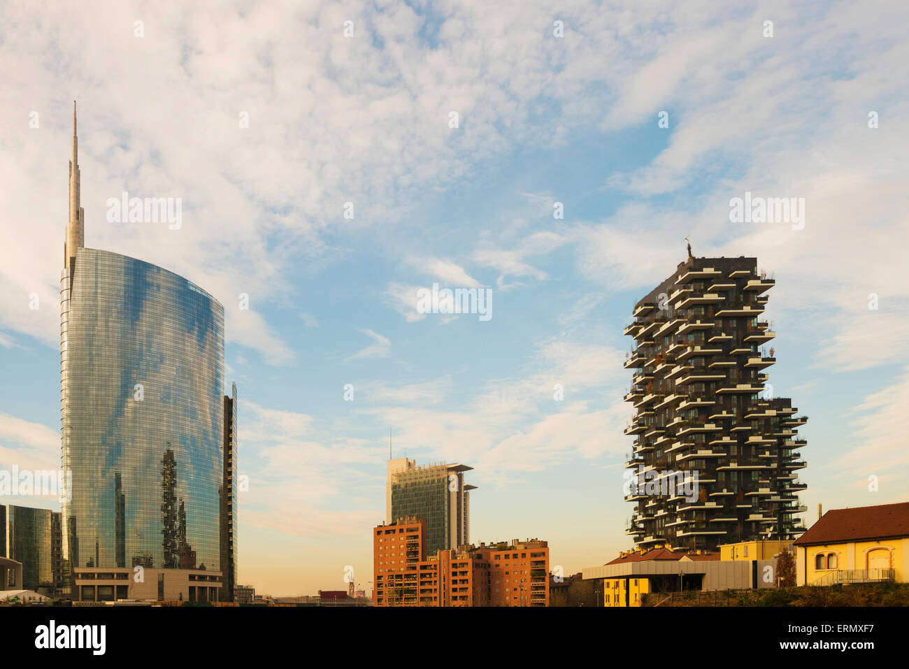 Skyscrapers in the business district and luxury residential building; Milan, Lombardy, Italy Stock Photo