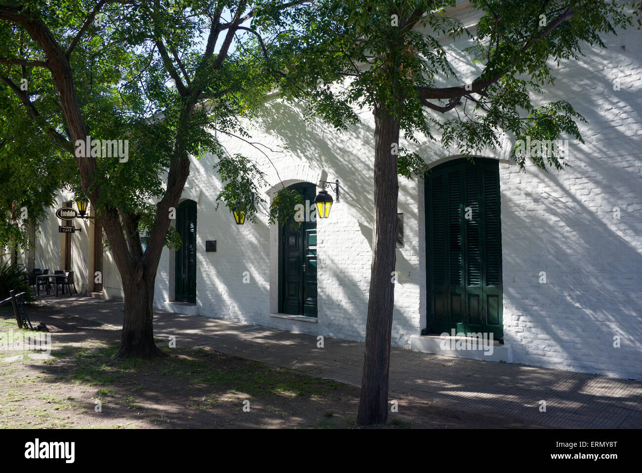 Whitewashed houses Plaza Major historic colonial quarter Colonia del Sacramento Uruguay Stock Photo