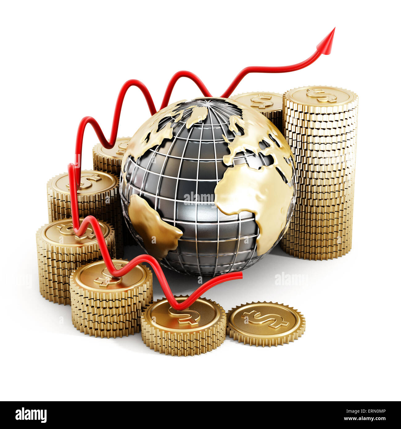 Global finance chart isolated on white background Stock Photo Alamy