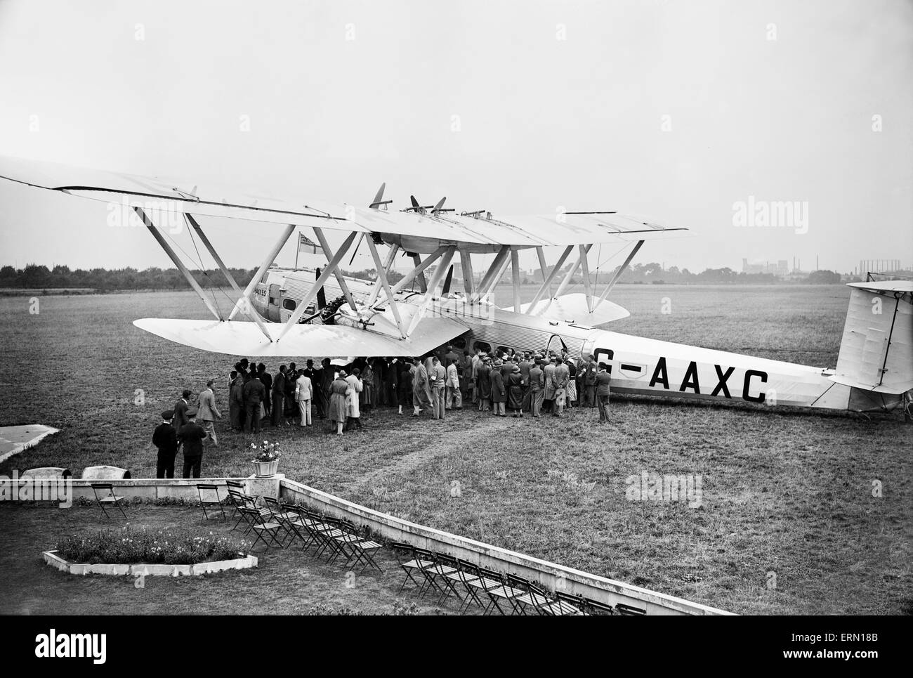 Imperial Airways Handley Page H.P.45 passenger airliner seen here at Heston Aerodrome. circa 1930 Stock Photo