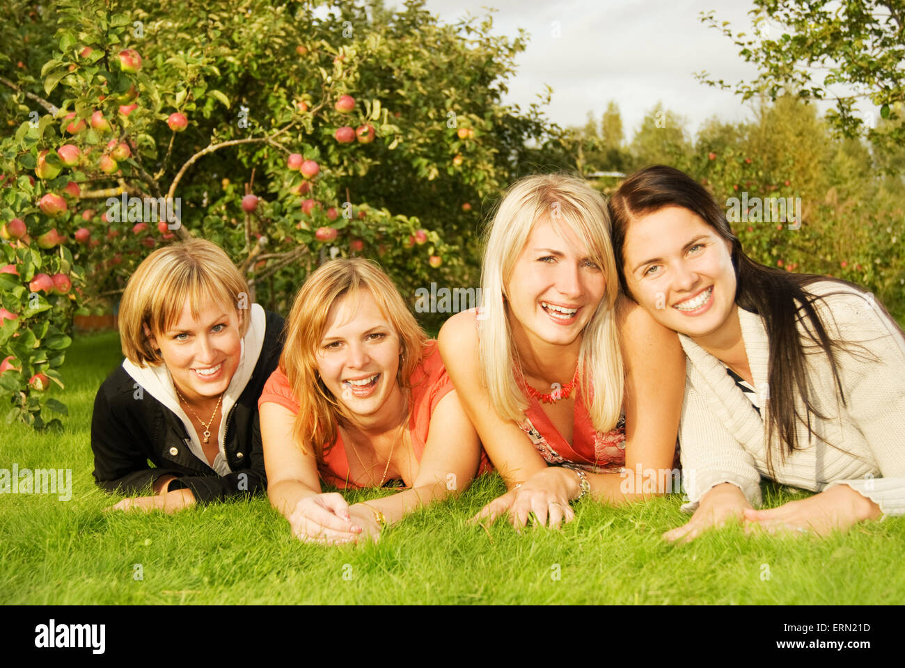 Group of happy friends having fun outdoors Stock Photo - Alamy