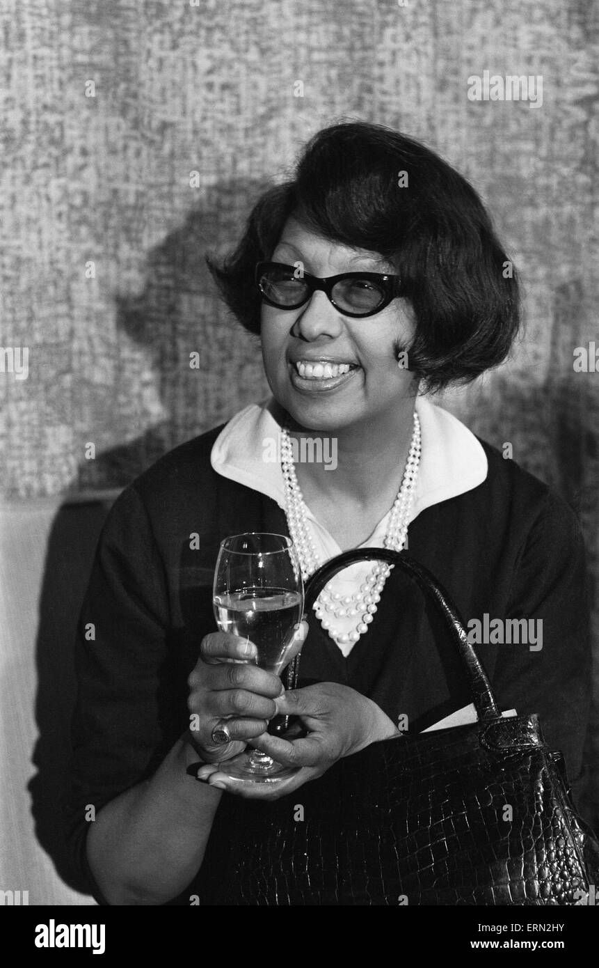 Josephine Baker American-born French dancer, singer, and actress, seen here giving a press conference shortly after arriving at London's Heathrow Airport. 12th June 1967Josephine Baker American-born French dancer, singer, and actress, seen here giving a press conference shortly after arriving at London's Heathrow Airport. 12th June 1967 Stock Photo