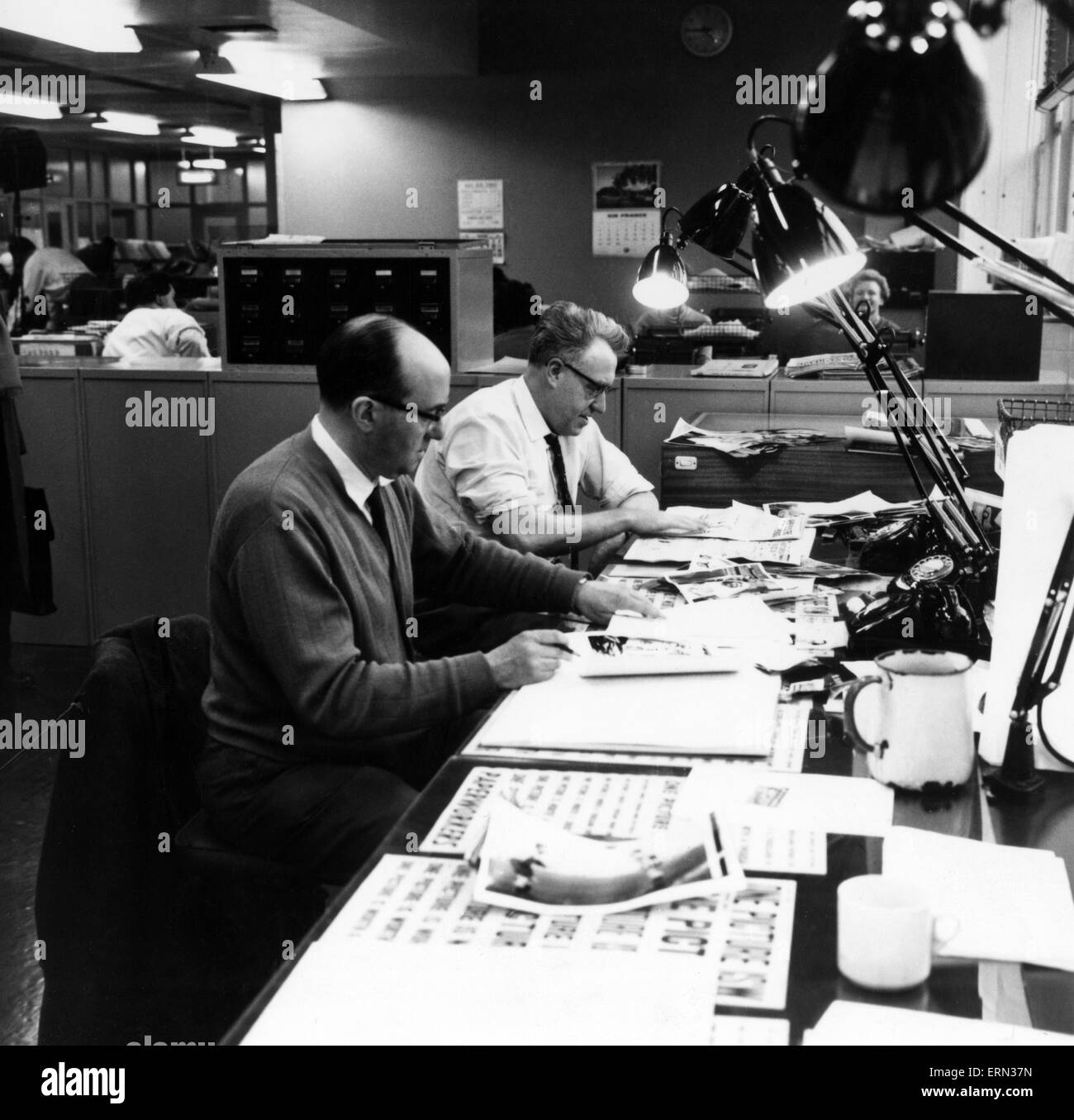 Daily Mirror Offices, Holborn, London, 1961. Newsroom. Picture Desk