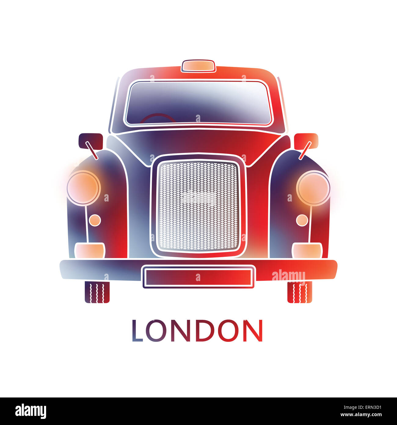 London symbol -  Black cab – colorful graphics – modern design – illustration   Taxi illustration in a simplified, silhouette Stock Photo