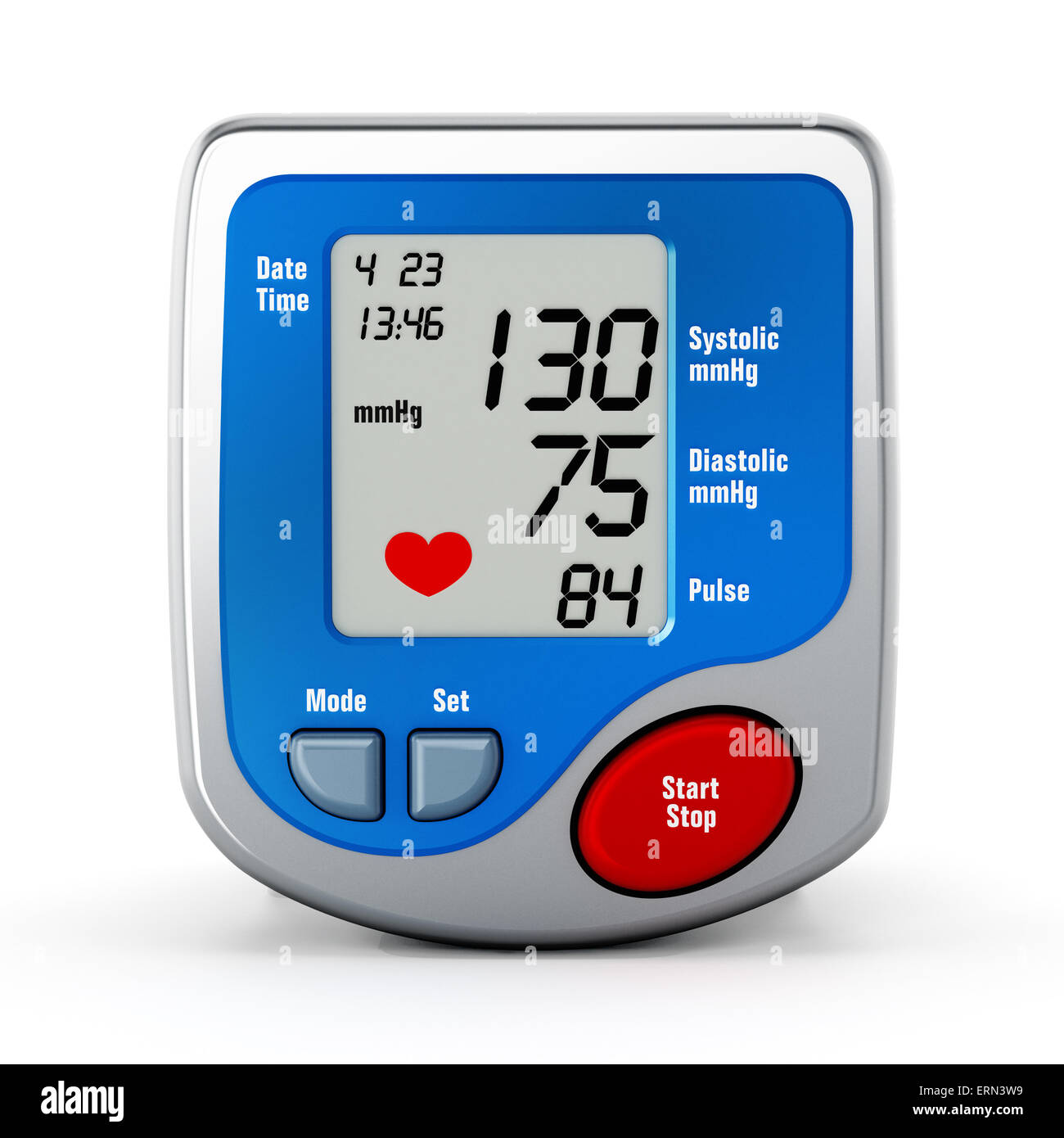 Digital blood pressure monitor isolated on white background Stock Photo