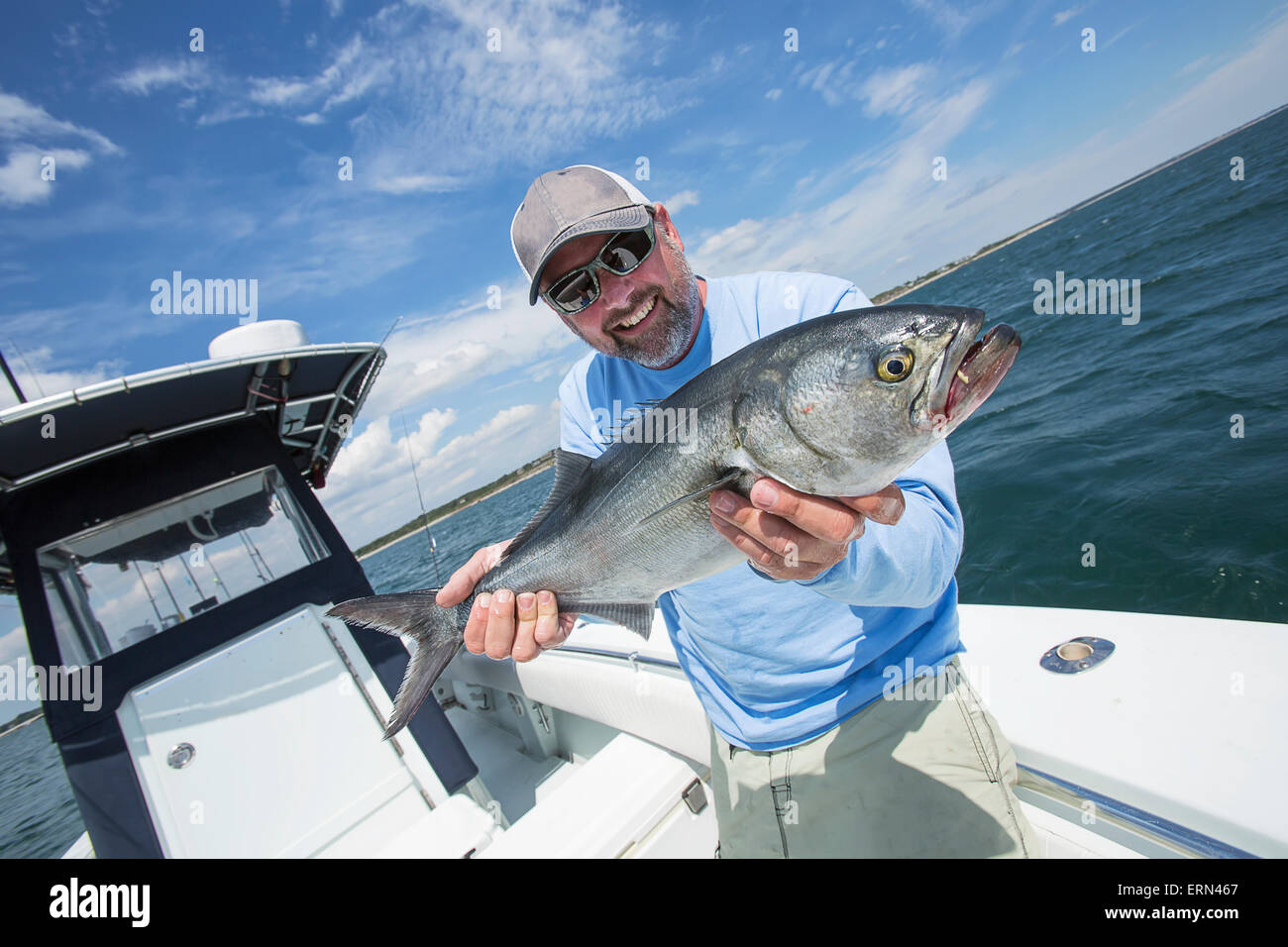 Fishing for Blue fish off the Atlantic coast; Massachusetts, United States of America Stock Photo