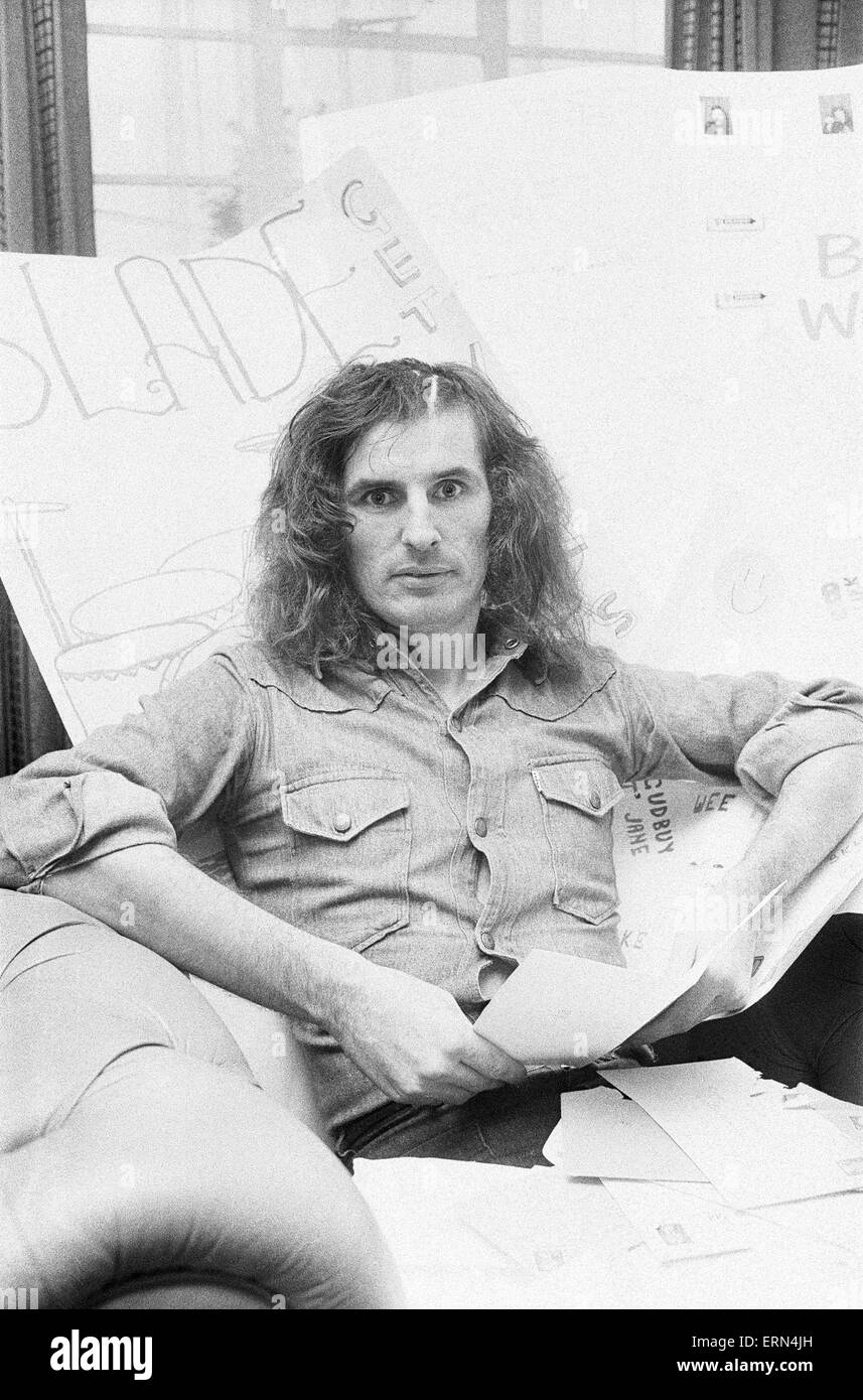 Don Powell, drummer with Slade, reading get well cards at his parents home in Bilston, Staffs. After his release from hospital. Don Powell was badly injured in a serious car crash in Wolverhampton, in which his girlfriend Angela Morris was killed, 4th Jul Stock Photo