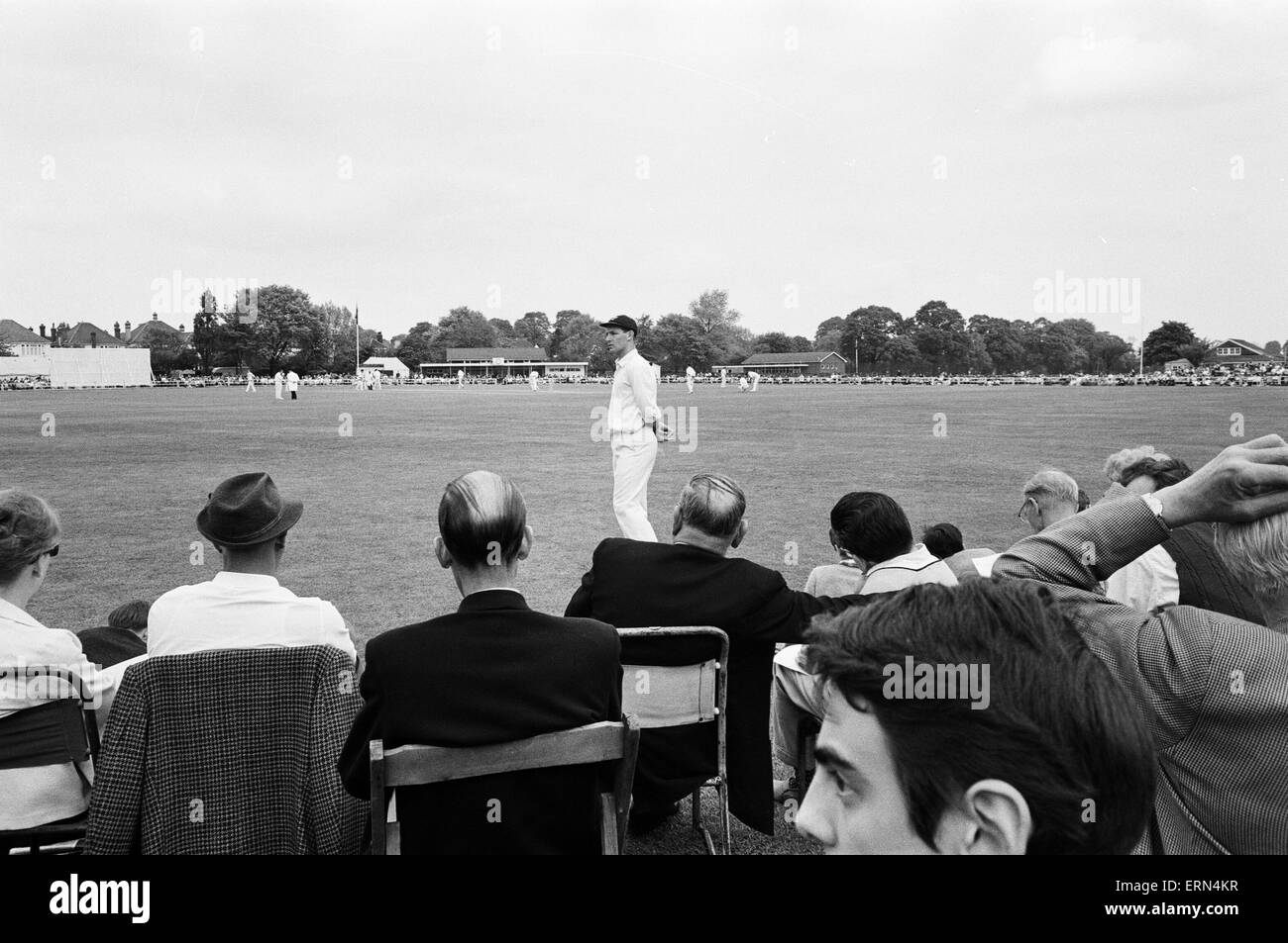 For the first time County cricket was played on a Sunday. The match between Essex and Somerset took place at Valentine's Park in Ilford. Crowds watching the action.  15th May 1966. Stock Photo