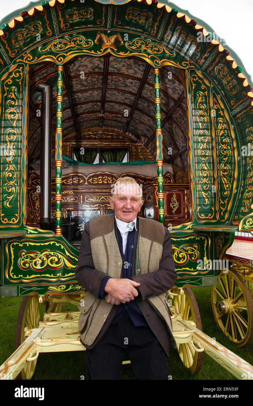 John Buck, 78 years old at the Appleby Horse Fair in Cumbria.  Jack has attended 77 of the annual gathering of Gypsies and Travellers which takes place on the first week in June, and which has taken place since the reign of James II, who granted a Royal charter in 1685 allowing a horse fair 'near to the River Eden', and is the largest gathering of its kind in Europe. Stock Photo